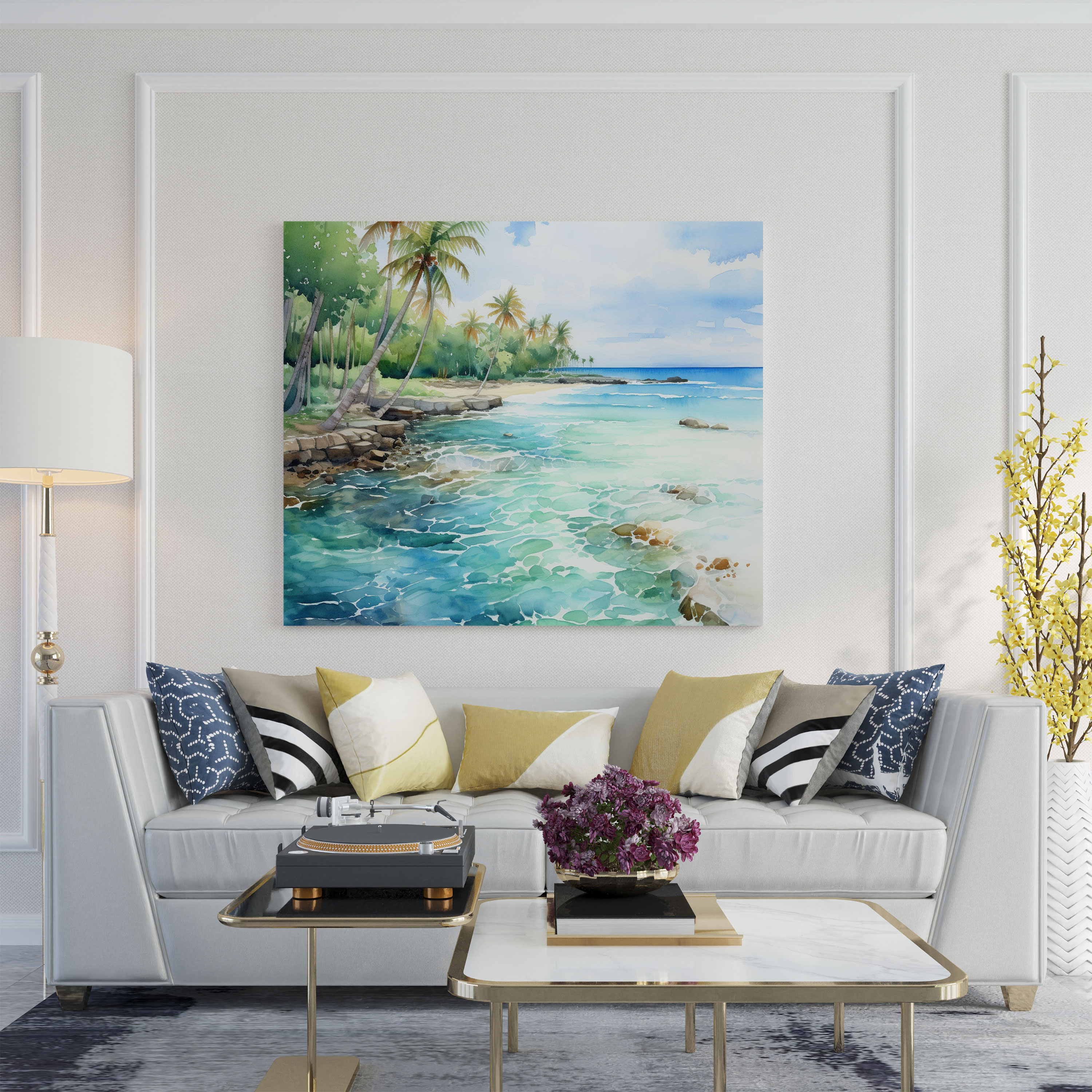 Tropical Paradise Canvas Print - Tropical, Watercolor Painting, Turquoise Waters, Tropical