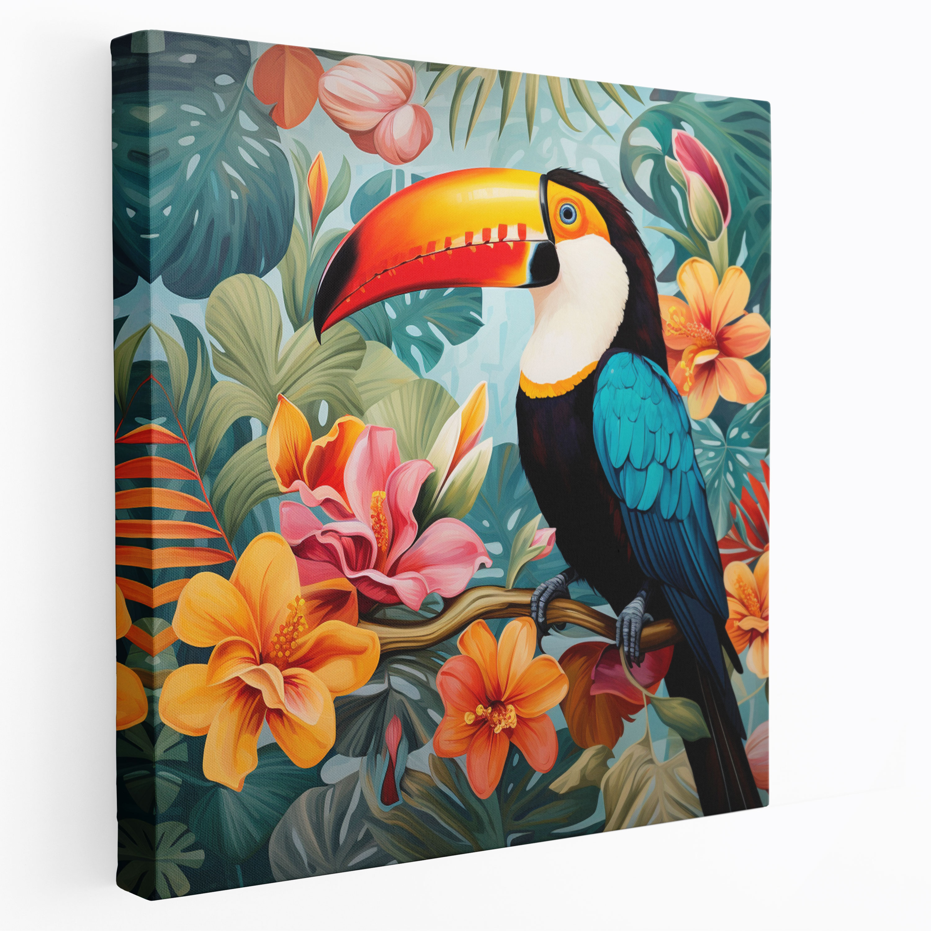 Colorful Toucan Canvas Print - Tropical, Vibrant Colors, Canvas, Wall Art