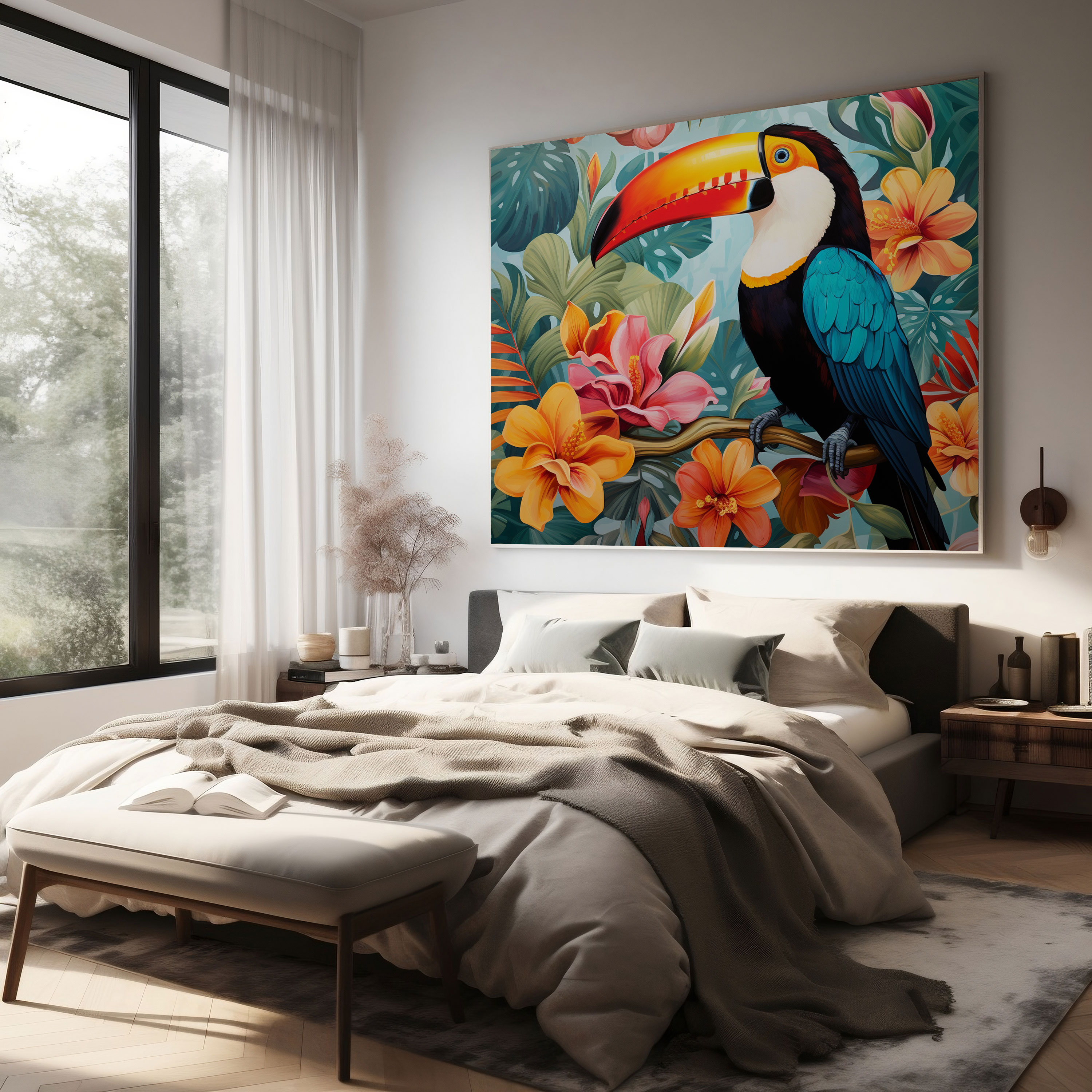 Colorful Toucan Canvas Print - Tropical, Vibrant Colors, Canvas, Wall Art