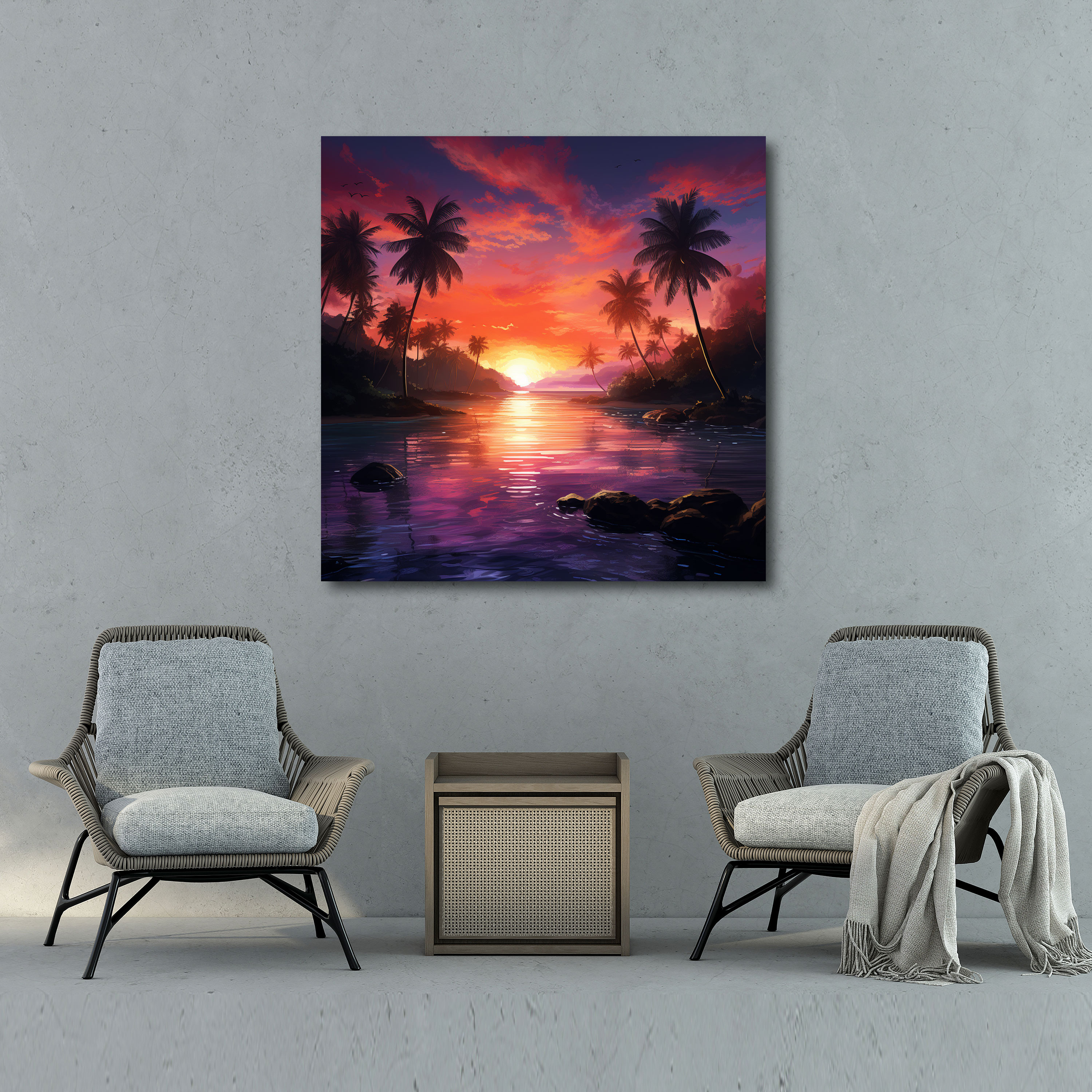 Tropical Sunset Canvas Print - Tropical, Tropical, Colorful Sky, Home Decoration