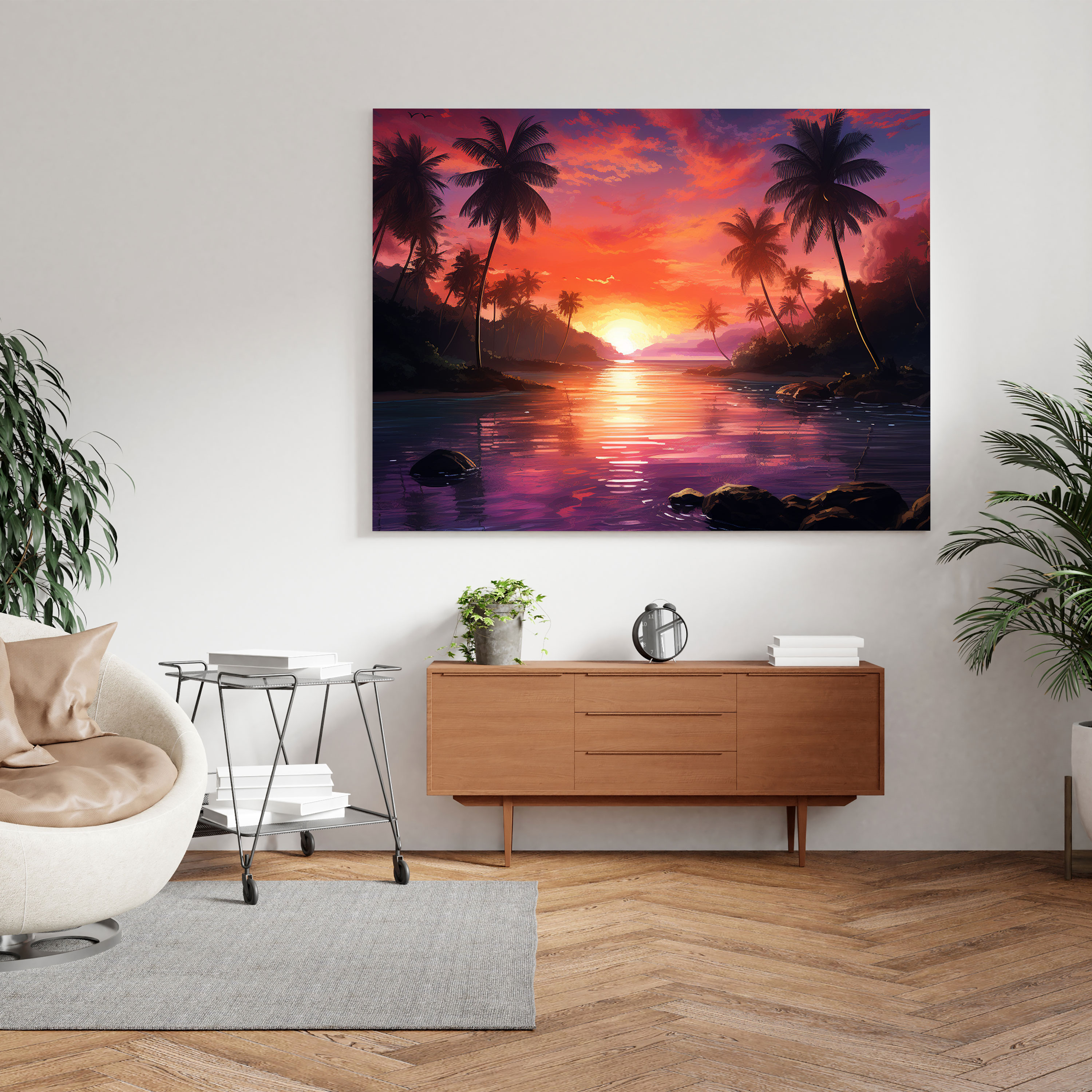 Tropical Sunset Canvas Print - Tropical, Tropical, Colorful Sky, Home Decoration