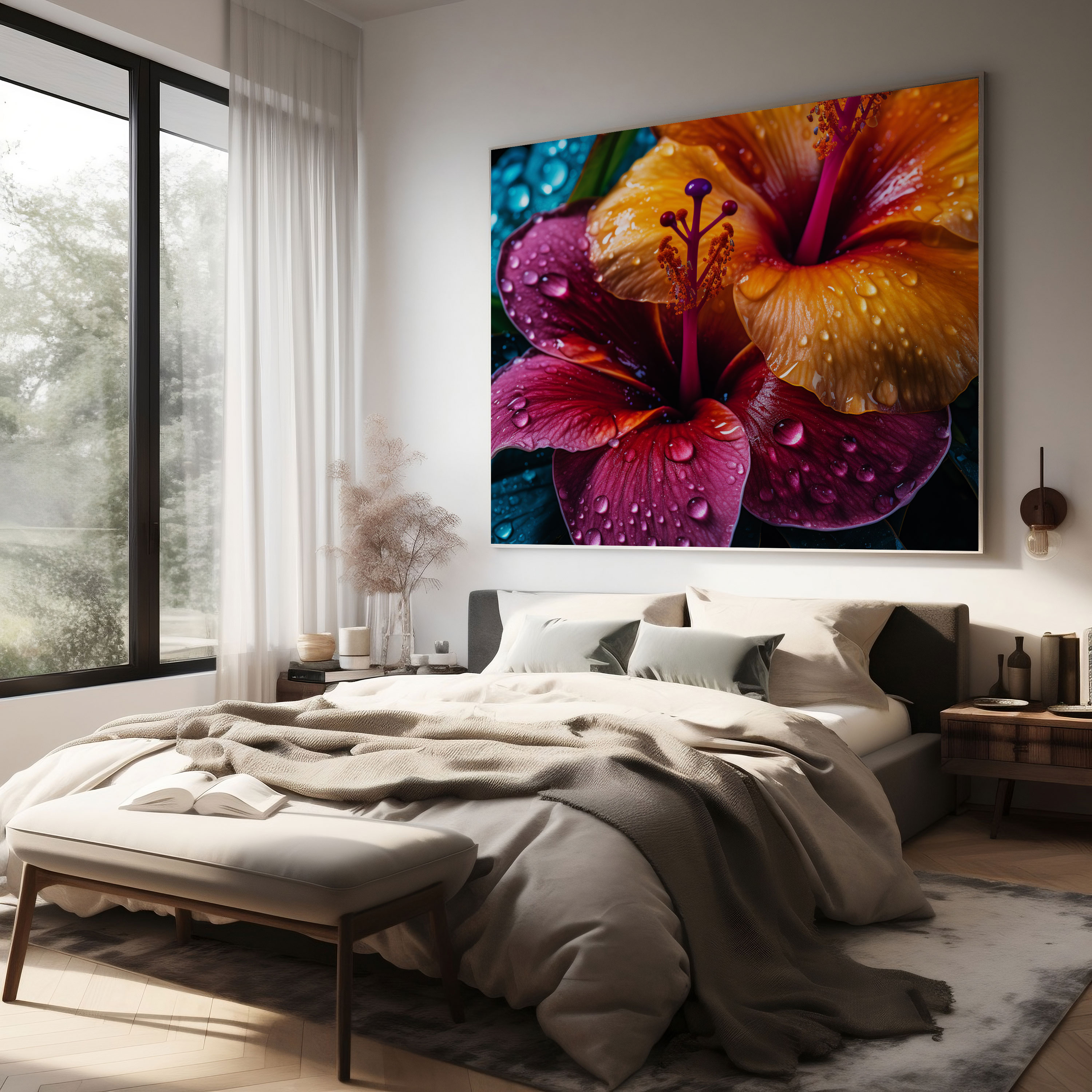 Tropische Blüten Leinwandbild - Tropisch Wandkunst Feine Details