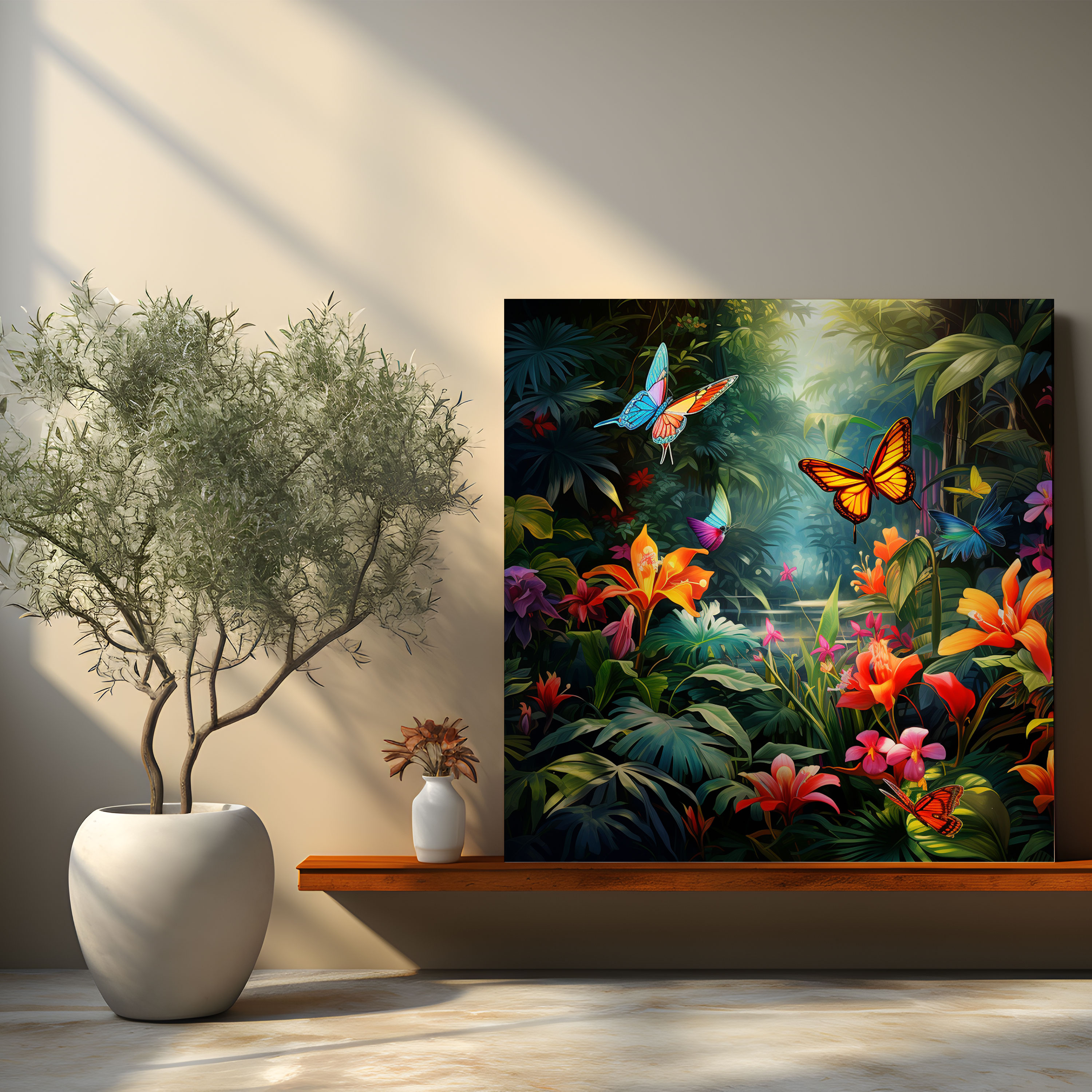 Leinwandbild Tropischer Garten - Tropisch Wandkunst Gelassenheit Leinwandkunst.