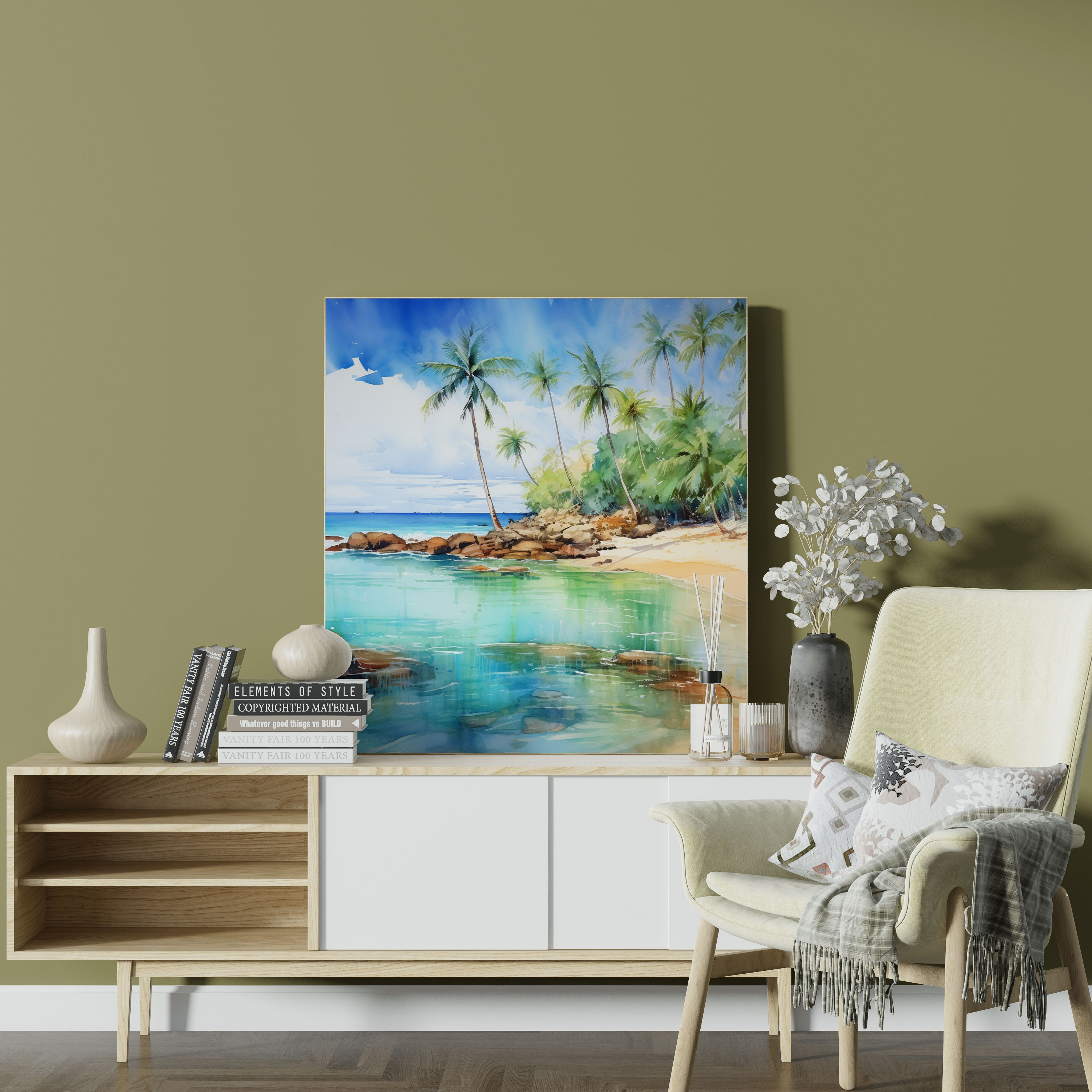 Tropisches Paradies Leinwandbild - Tropisch Leinwandbild Palmenbäume