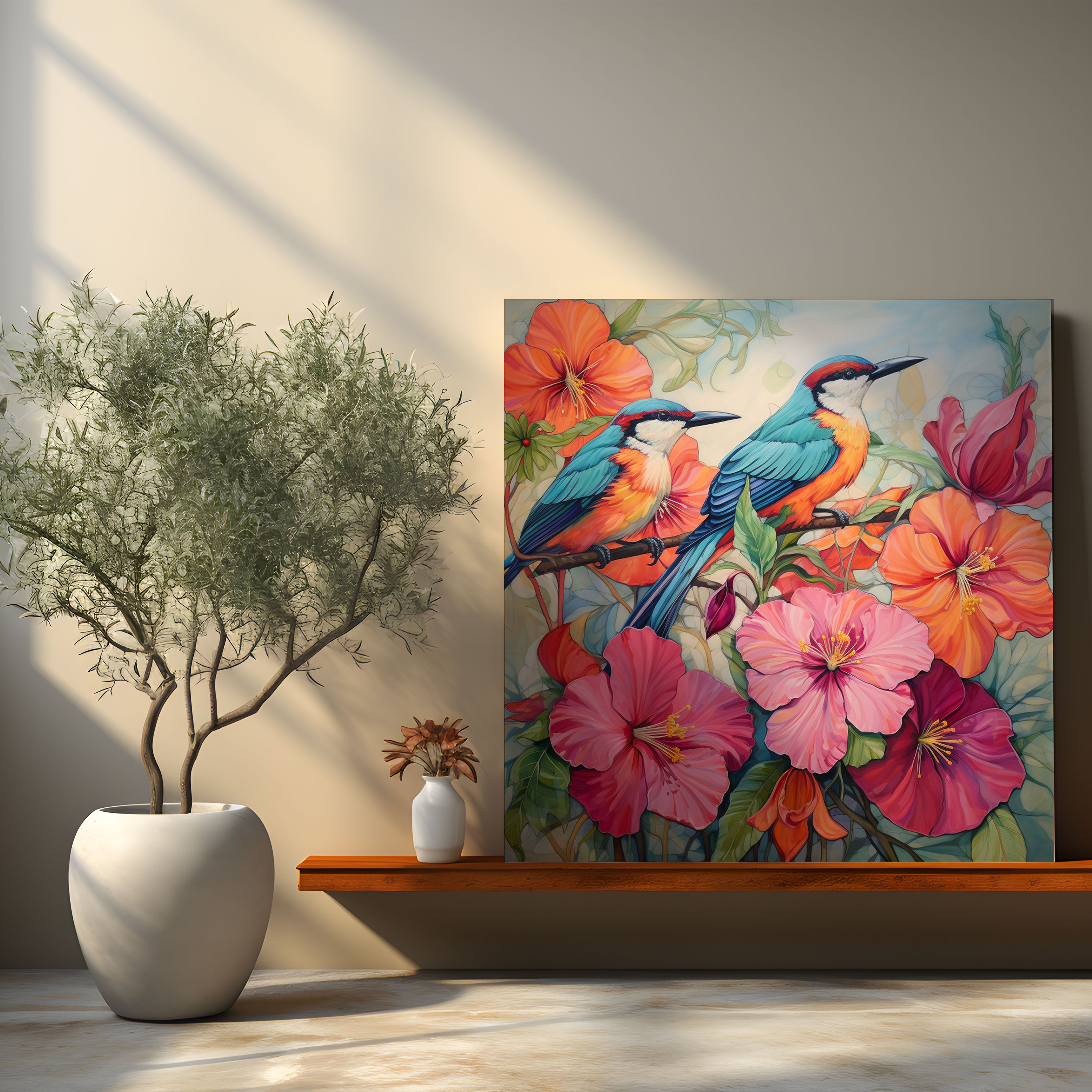 Tropical Birds Canvas Print - Tropical, Colorful, Canvas, Wall Decoration