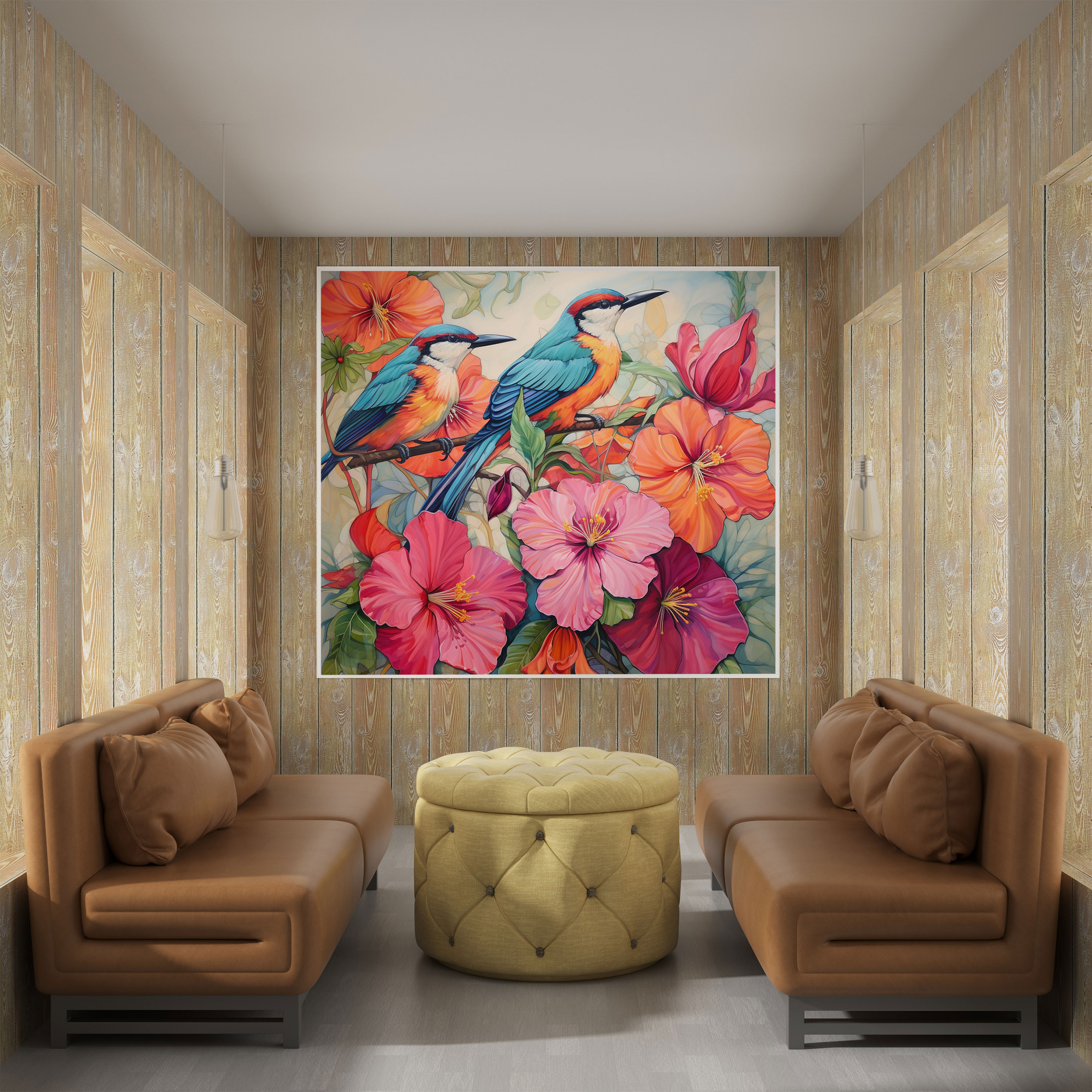 Tropical Birds Canvas Print - Tropical, Colorful, Canvas, Wall Decoration
