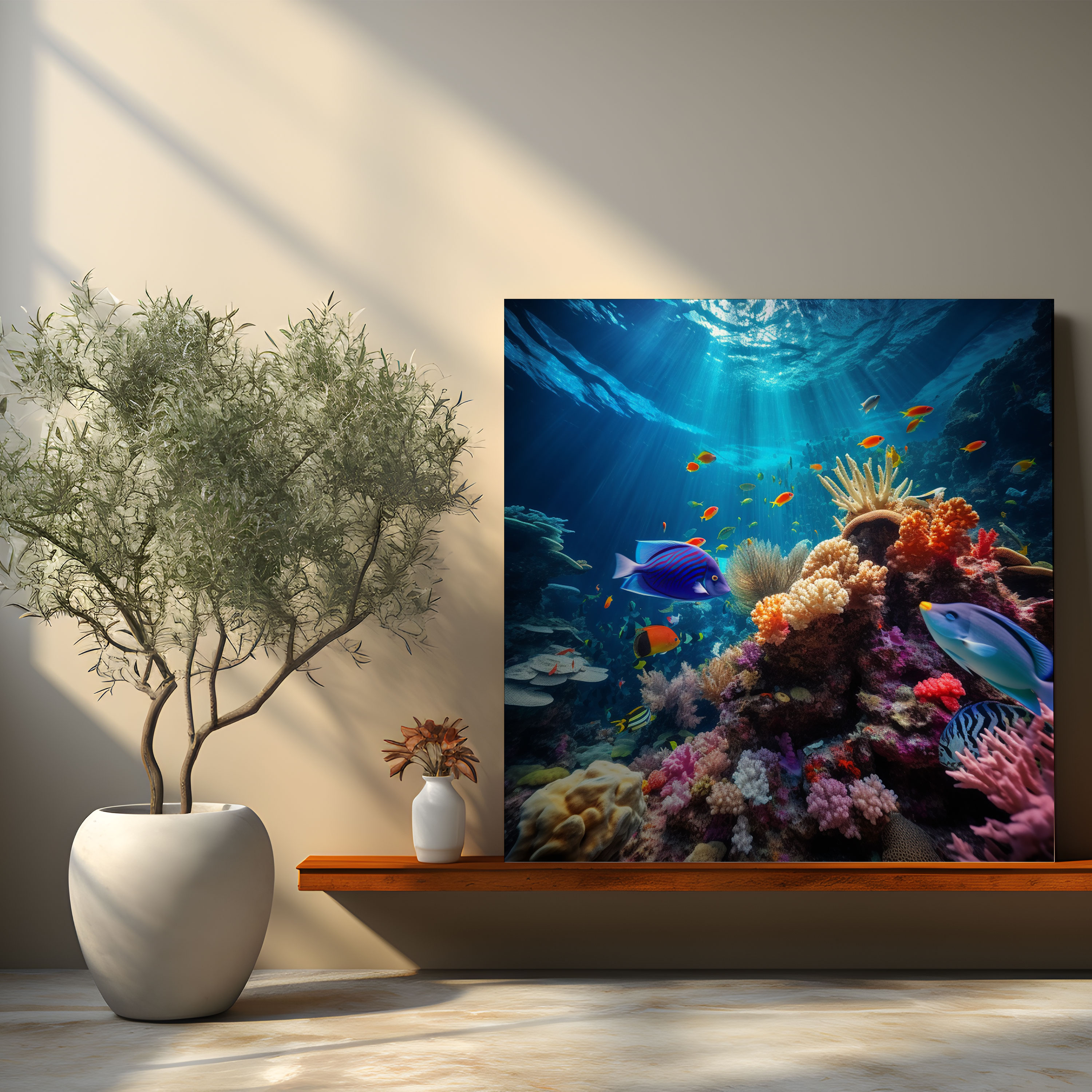Tropisches Korallenriff Leinwandbild - Fische Wandkunst Unterwasser