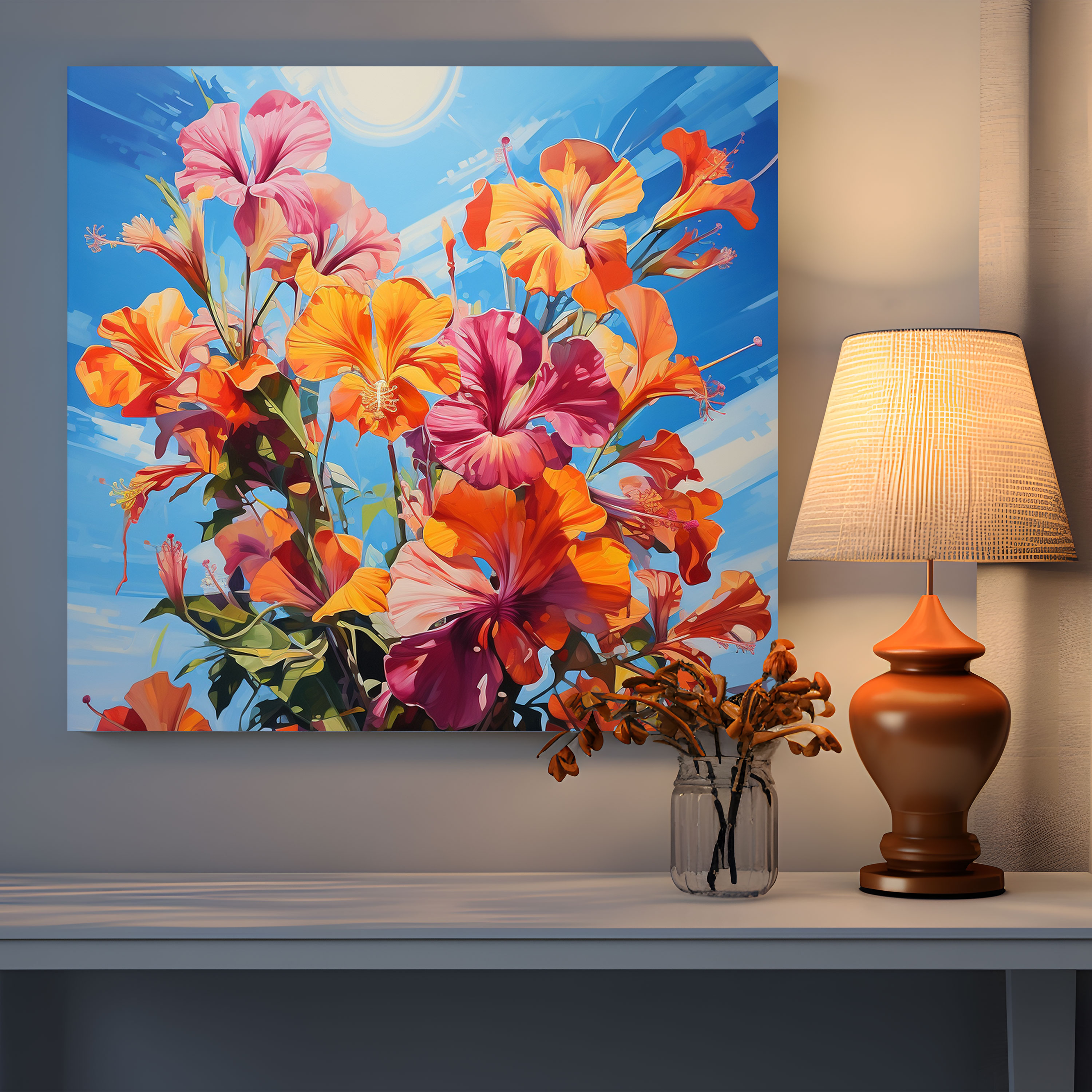 Colorful Tropical Flowers Canvas Print - Tropical, Wall Art, Colorful, Tropical Flowers