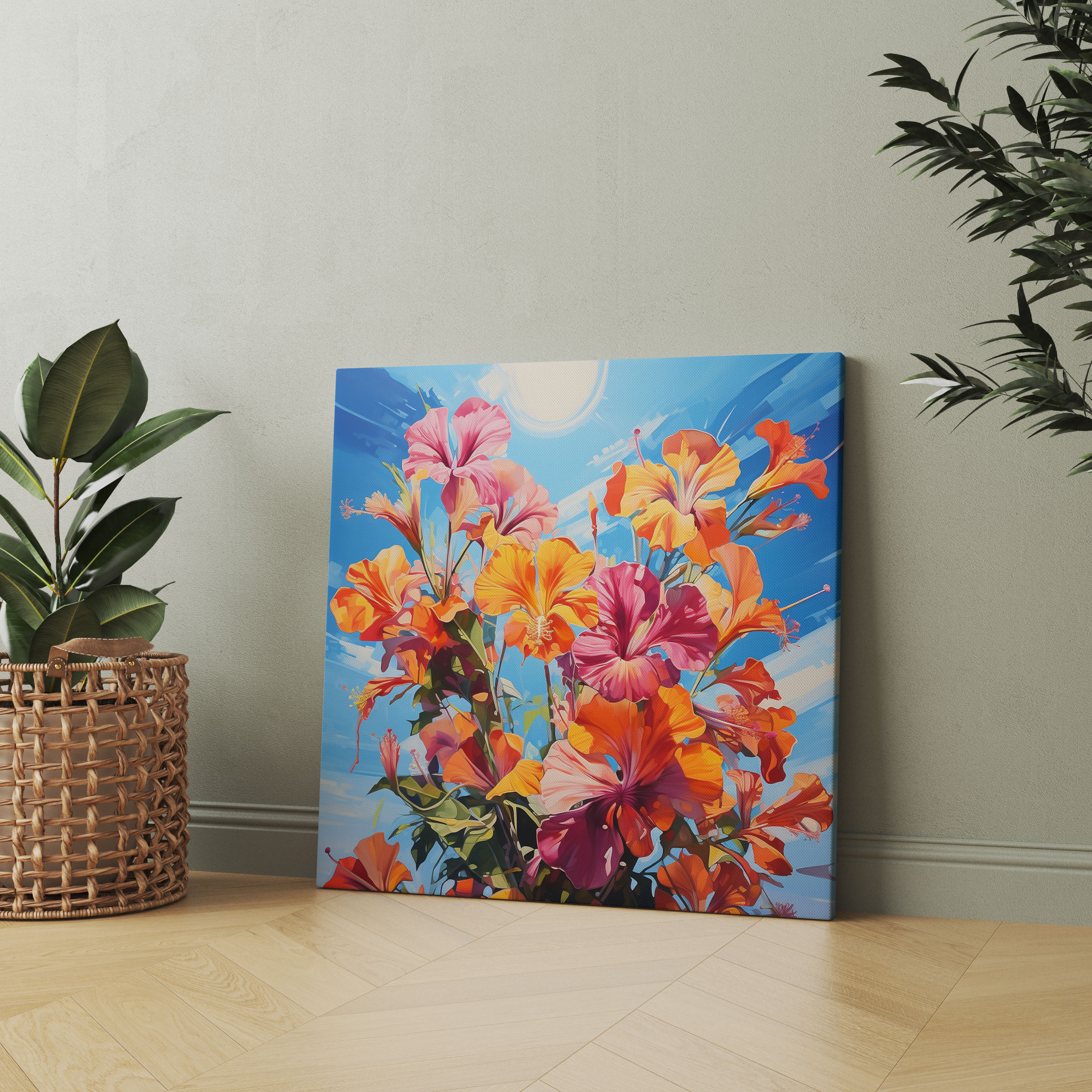 Colorful Tropical Flowers Canvas Print - Tropical, Wall Art, Colorful, Tropical Flowers