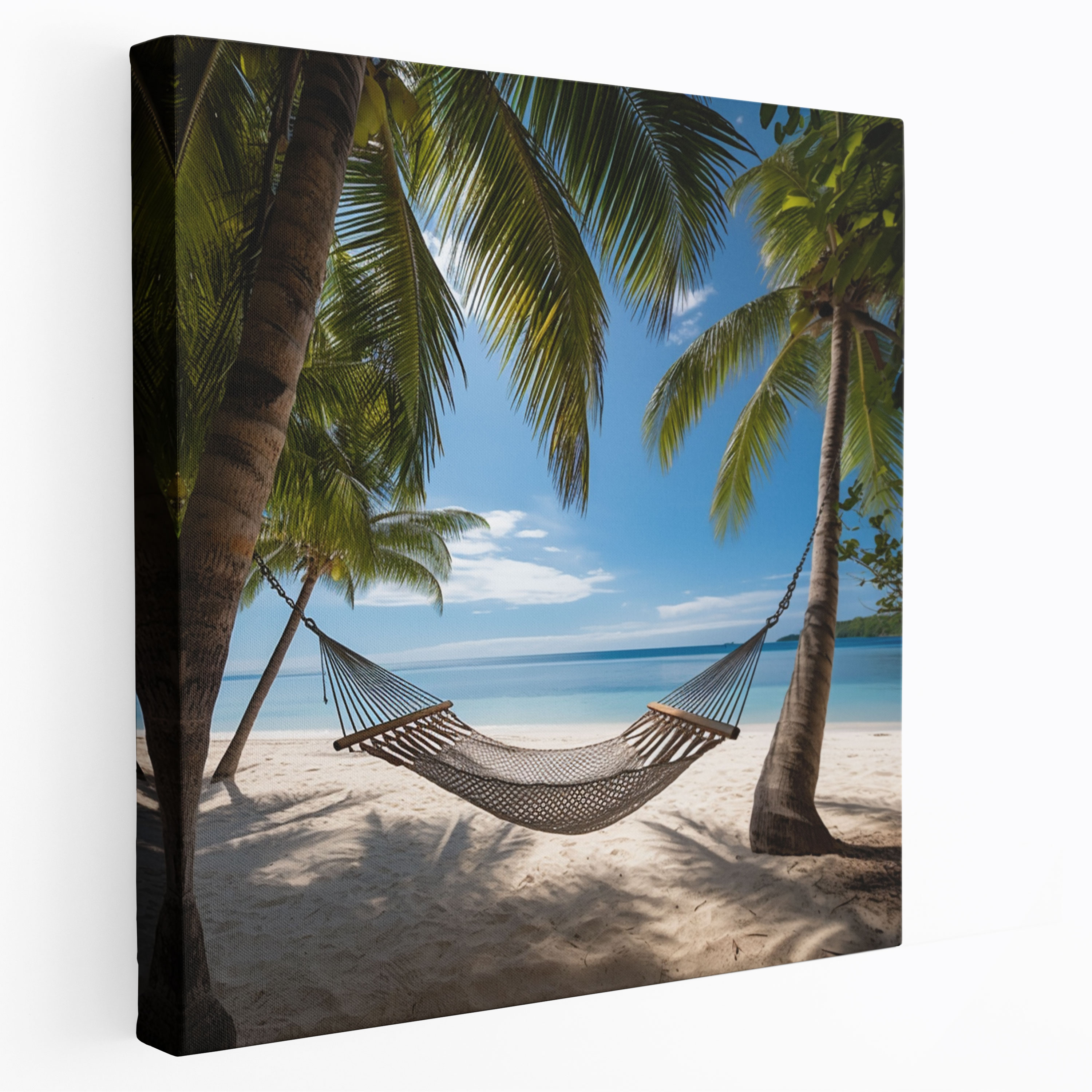Tropical Hammock Canvas Print - Tropical, Palm Trees, Hammock, Gentle Waves