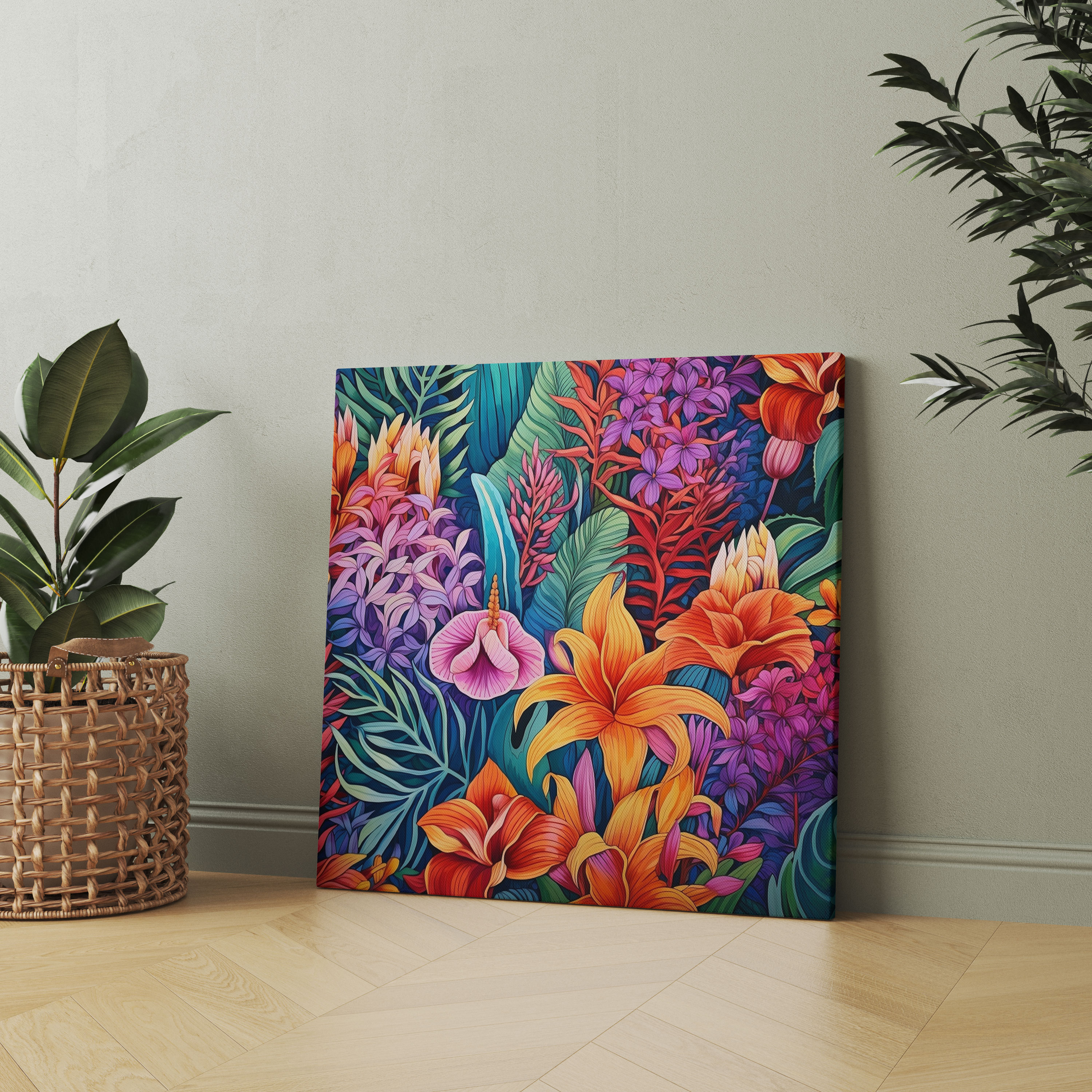 Tropischer Garten Leinwandbild - Tropisch Wandkunst Wanddekoration Leinwandbild