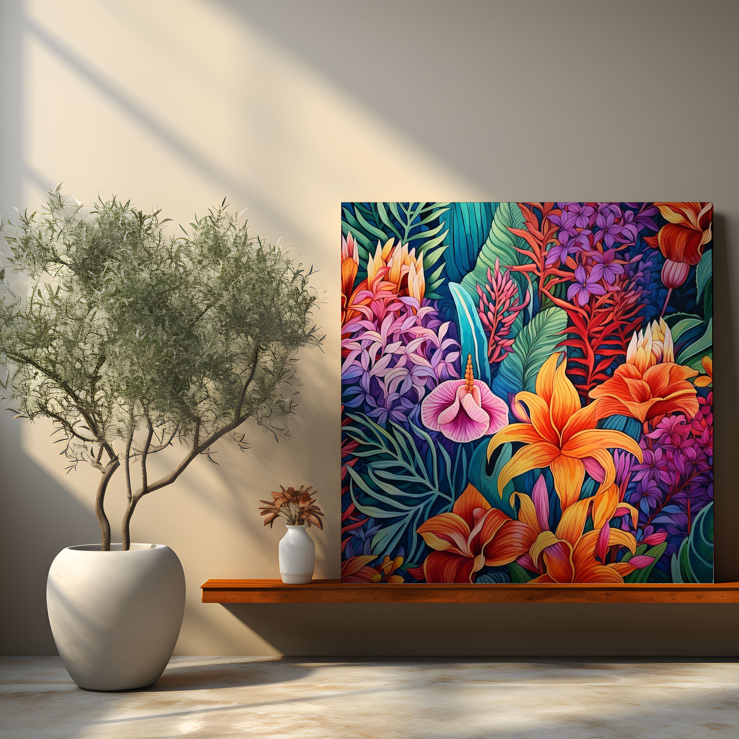 Tropischer Garten Leinwandbild - Tropisch Wandkunst Wanddekoration Leinwandbild