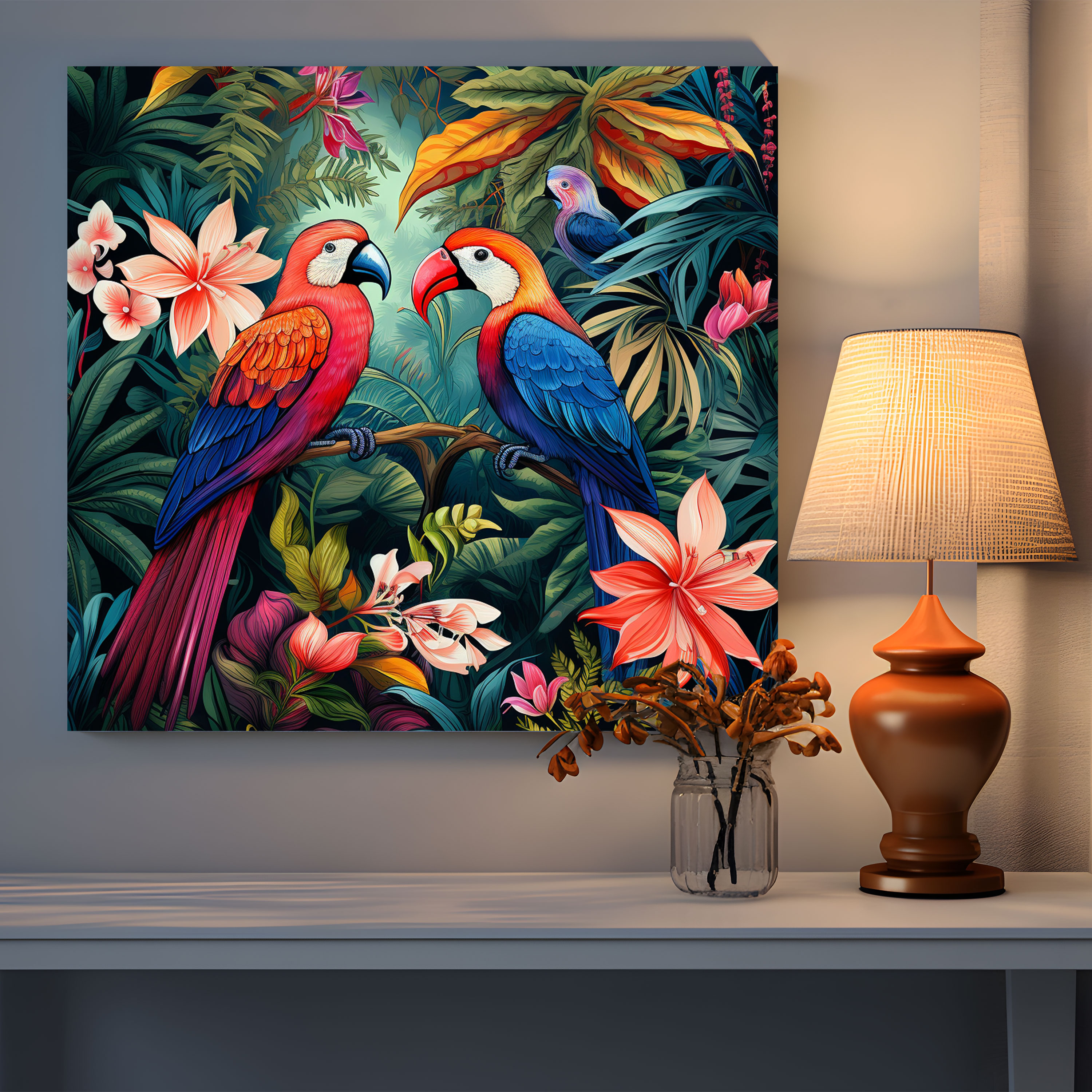 Tropical Jungle Wall Art - Tropical, Home Decoration, Tropical, Vibrant Flowers