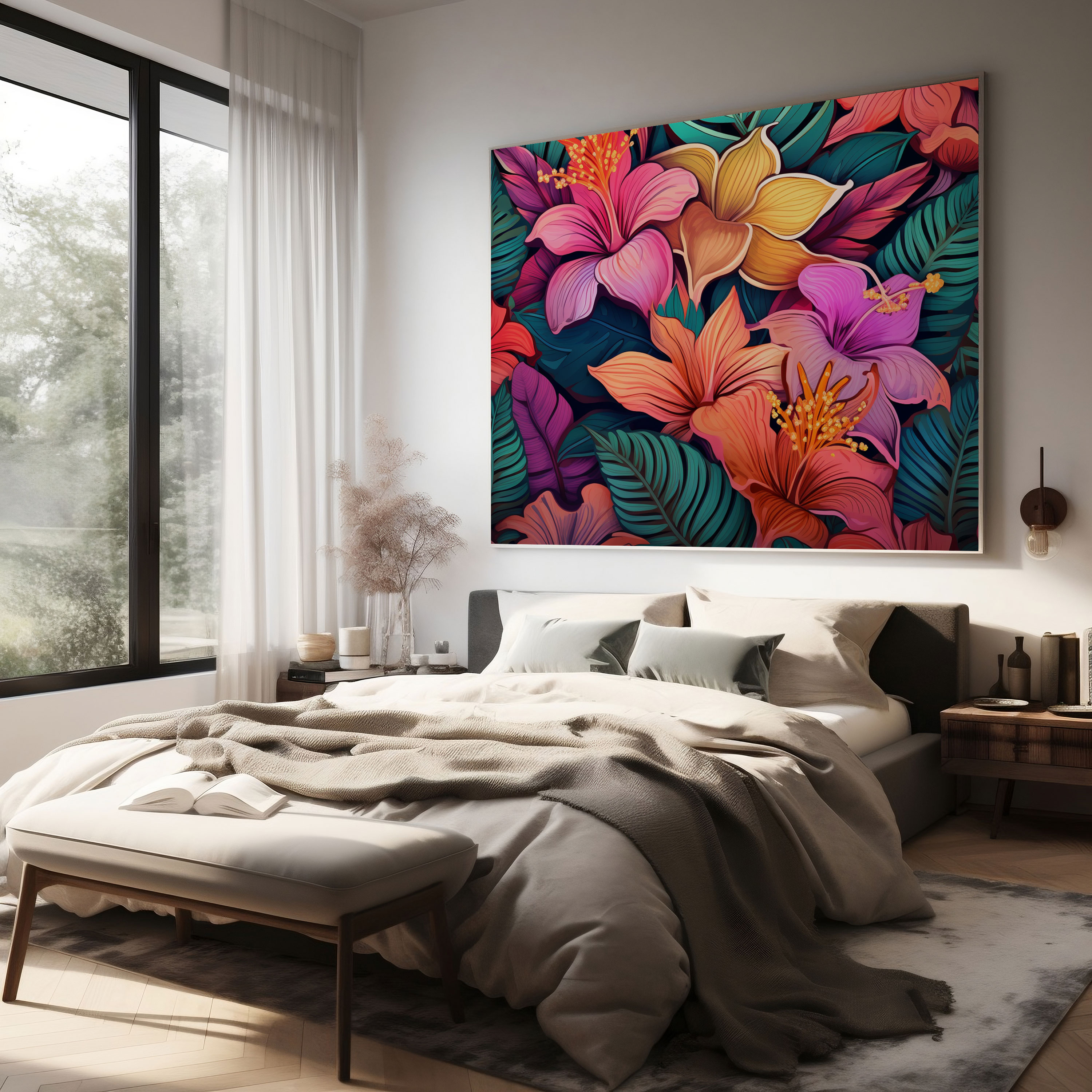 Tropical Blooms Canvas Print - Tropical, Vibrant, Canvas, Blooming Flowers