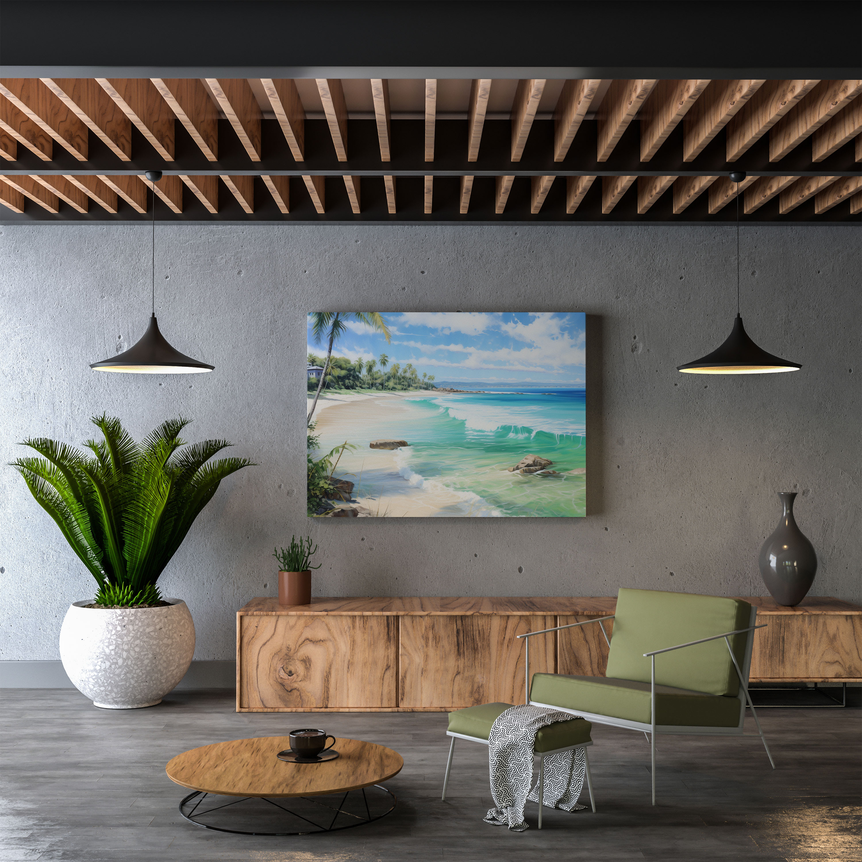 Tropical Seascape Wall Art - Tropical, Stunning Colors, Canvas, Wall Decoration