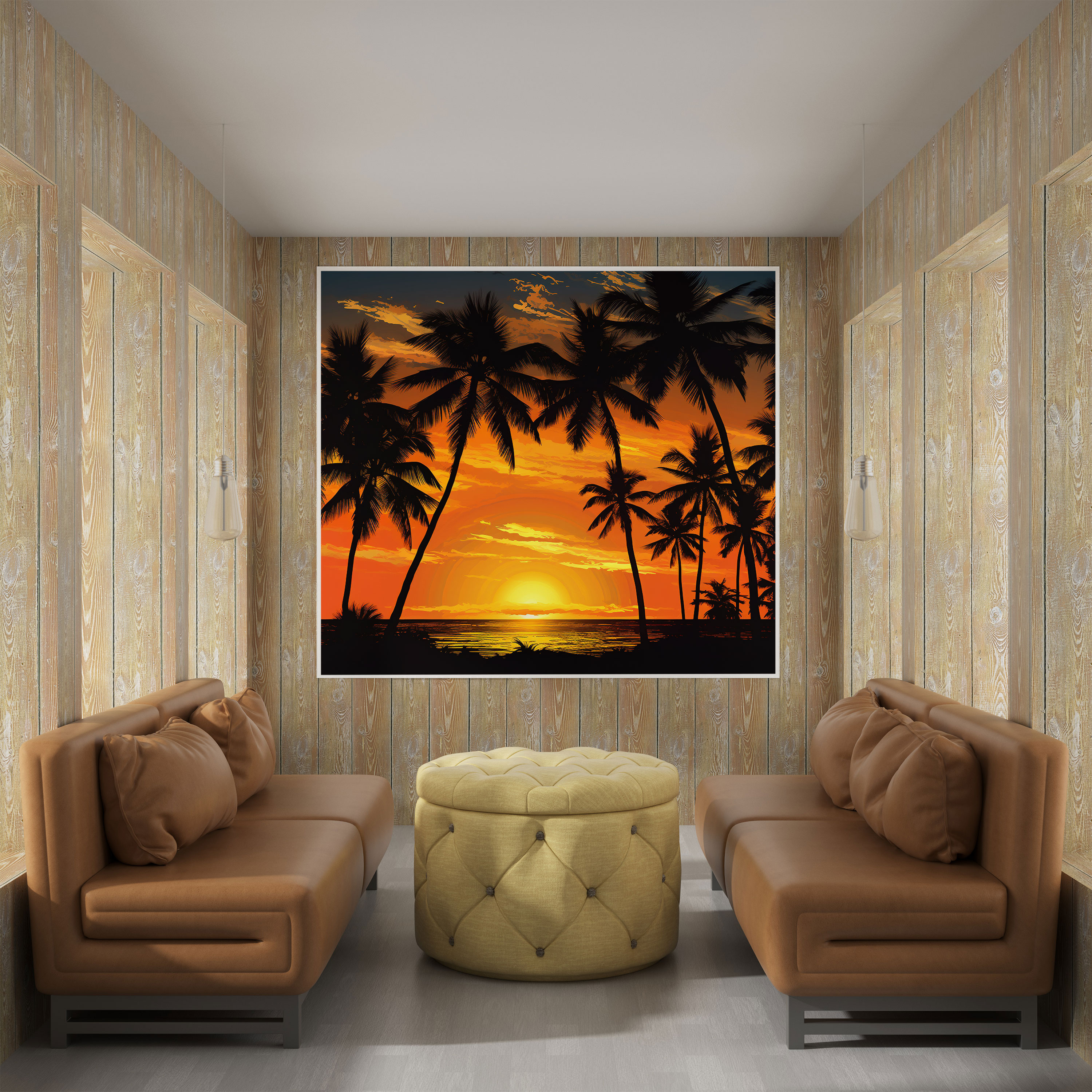 Leinwandbild Tropische Silhouette - Tropisch Wanddekoration Lebendige Farben