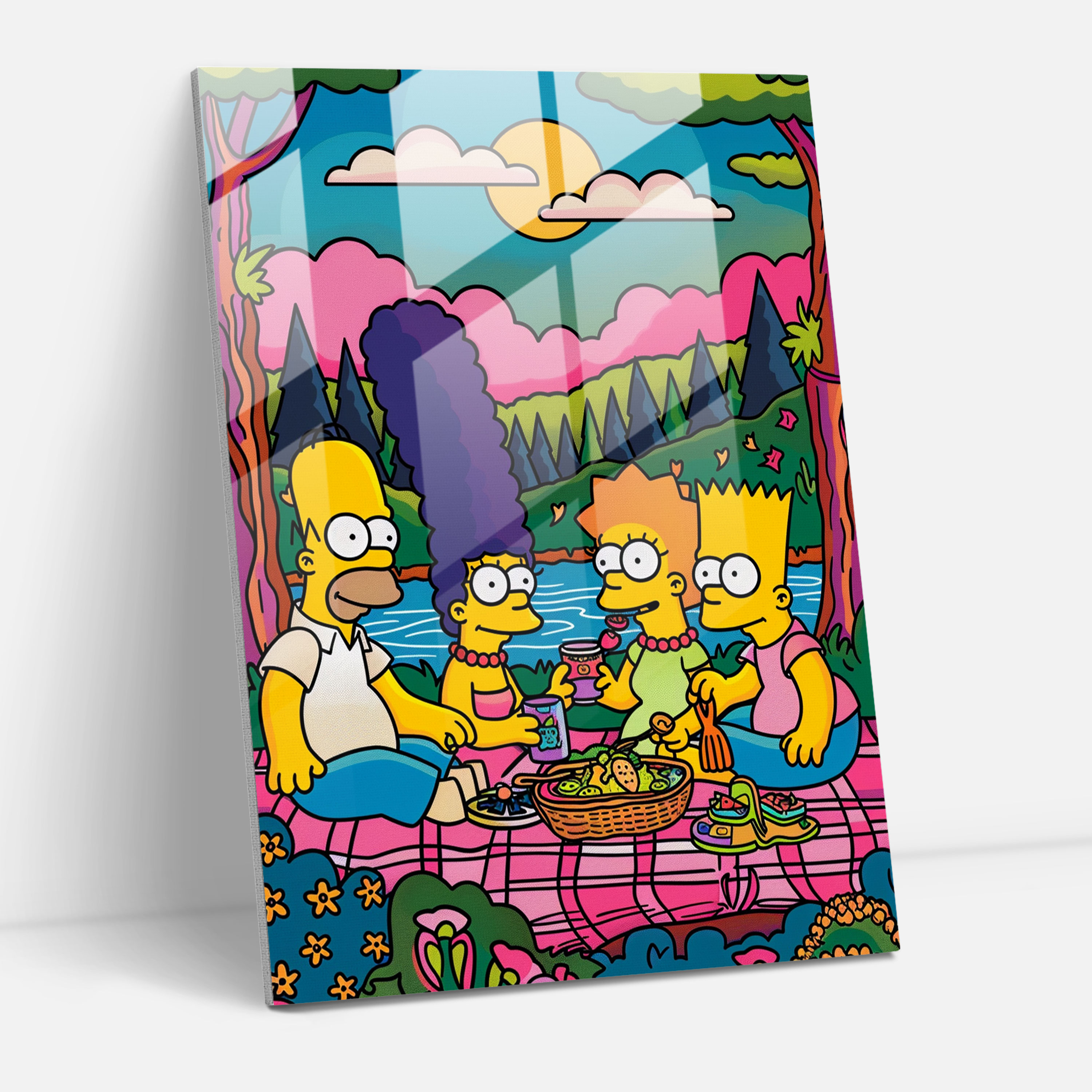 The Simpsons Glass Print - The Simpsons, The Simpsons, Wall Decoration, Picnic