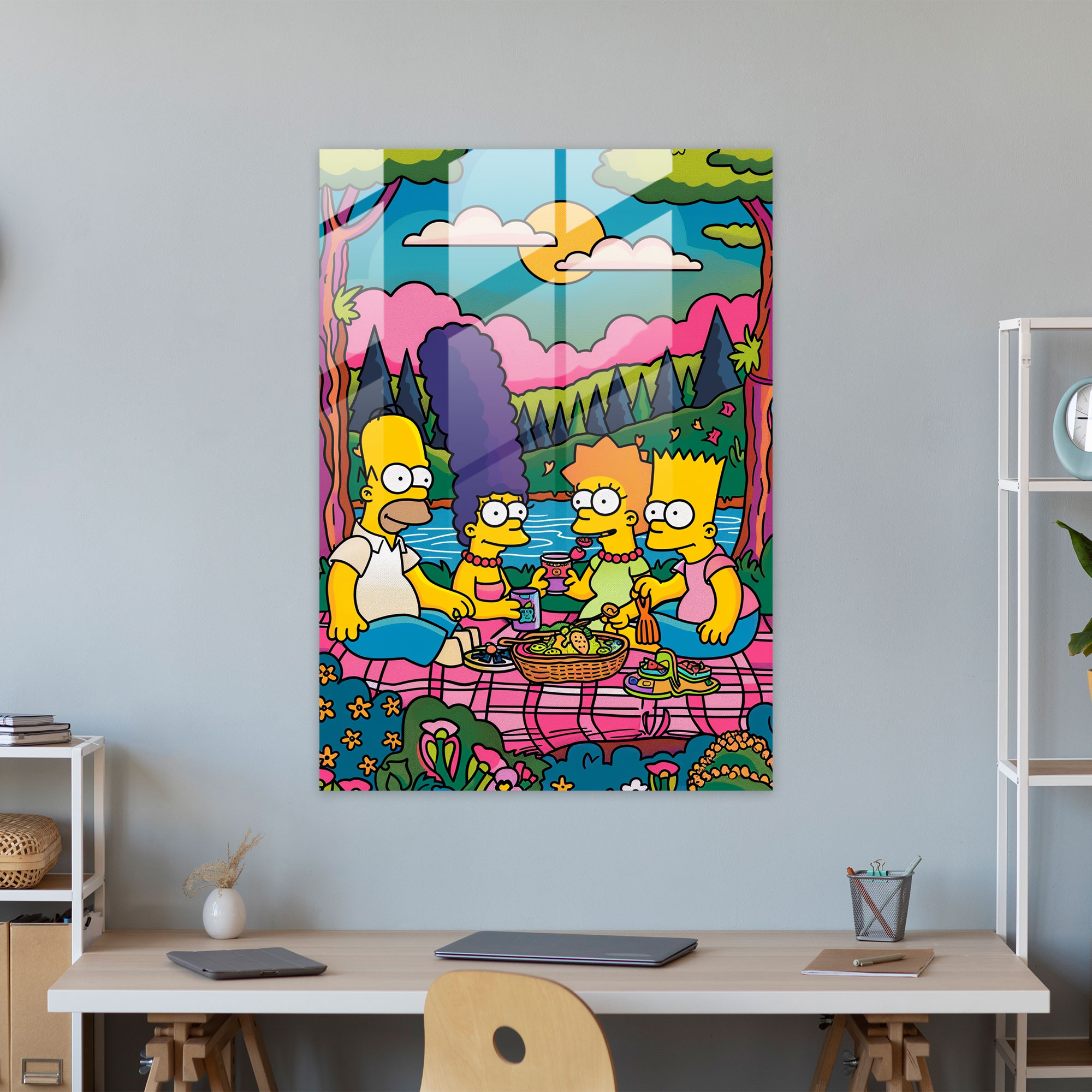 The Simpsons Glass Print - The Simpsons, The Simpsons, Wall Decoration, Picnic