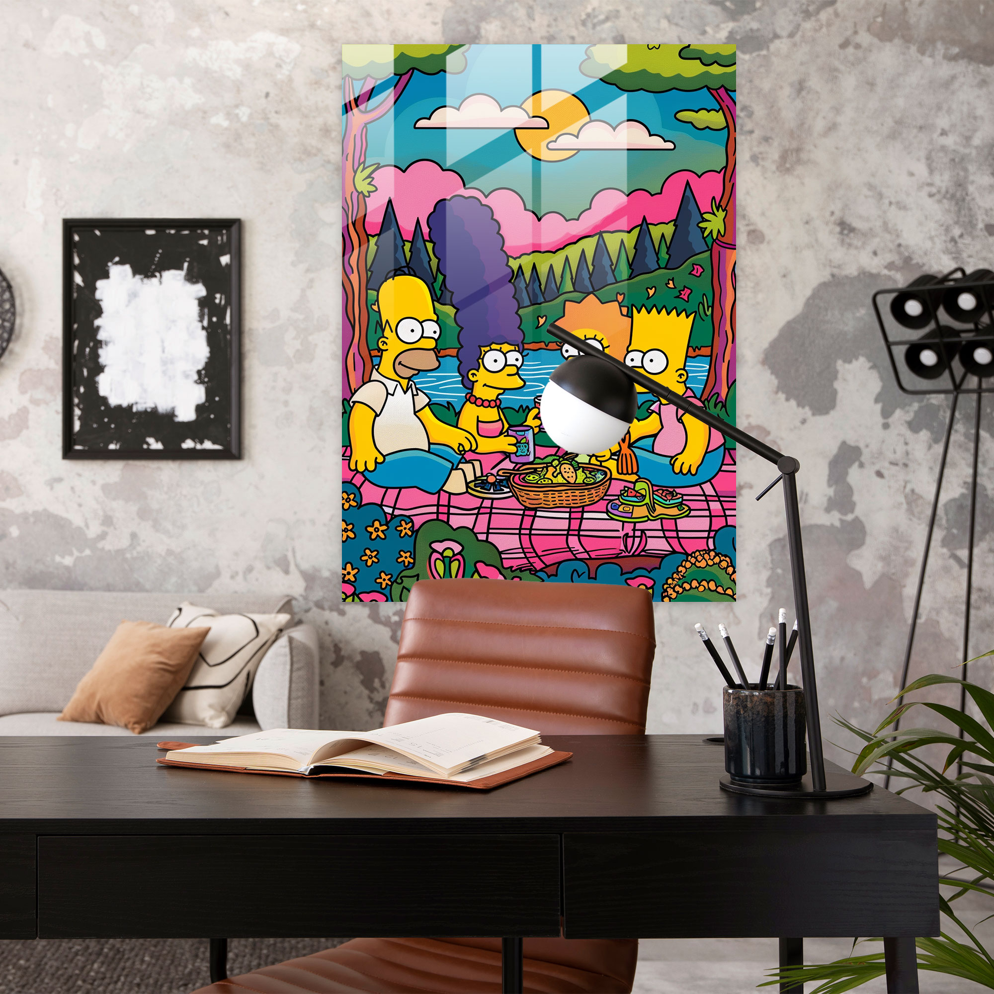 The Simpsons Glass Print - The Simpsons, The Simpsons, Wall Decoration, Picnic