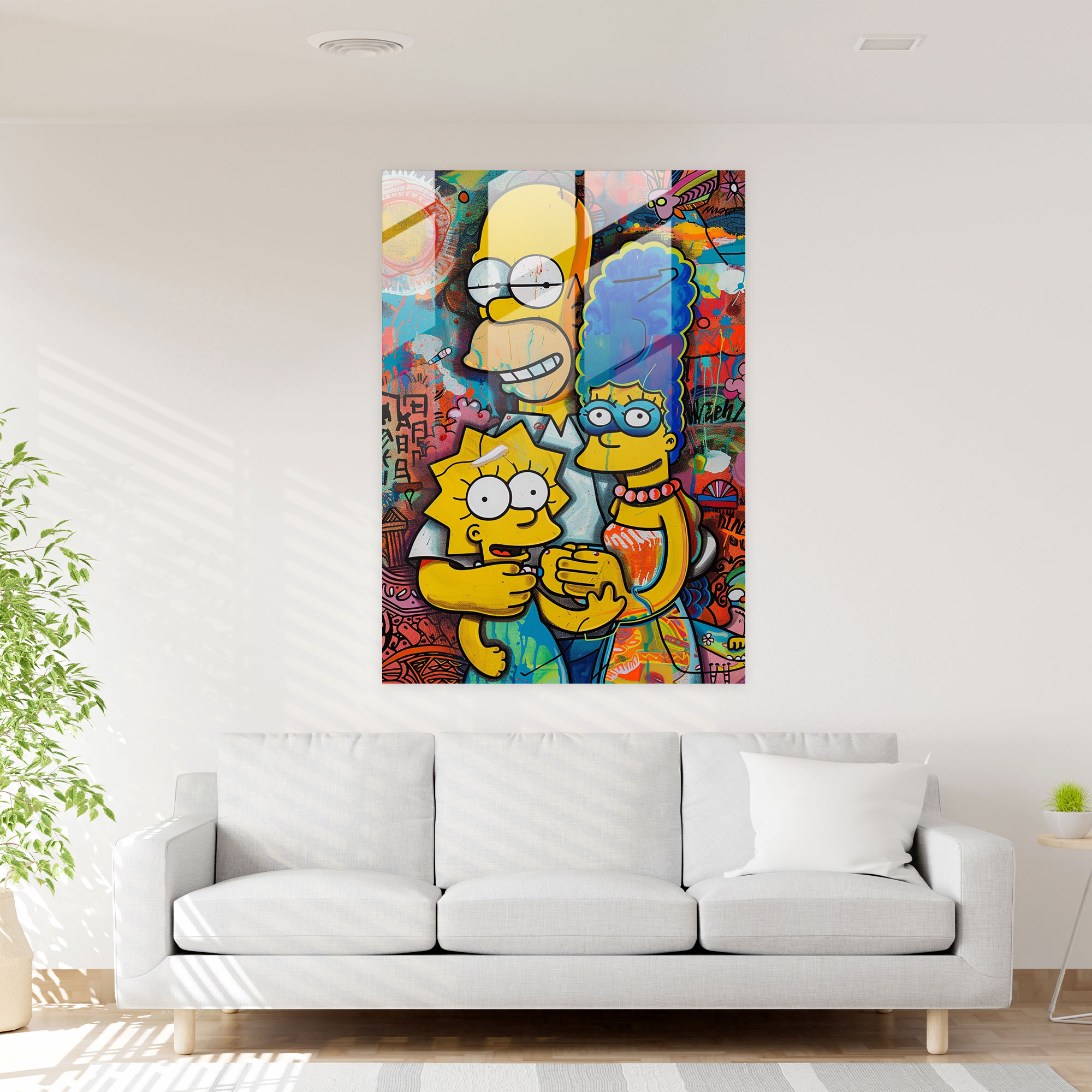 The Simpsons Cam Tablo - Duvar Dekorasyonu Cam Duvar Sanatı