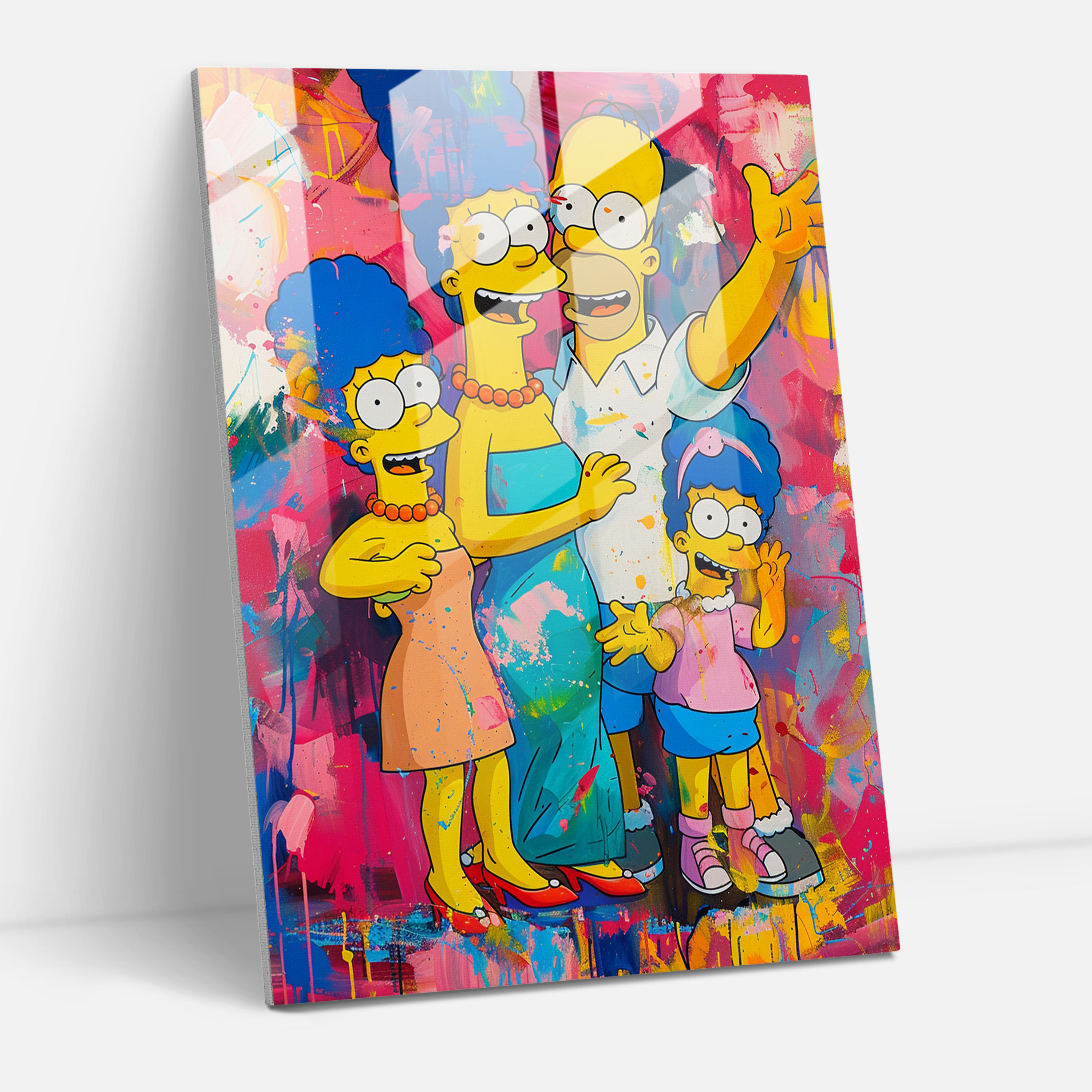 The Simpsons Glass Print - Colorful Abstract Wall Art - The Simpsons, Glass Art, Modern Art, Glass Wall Art