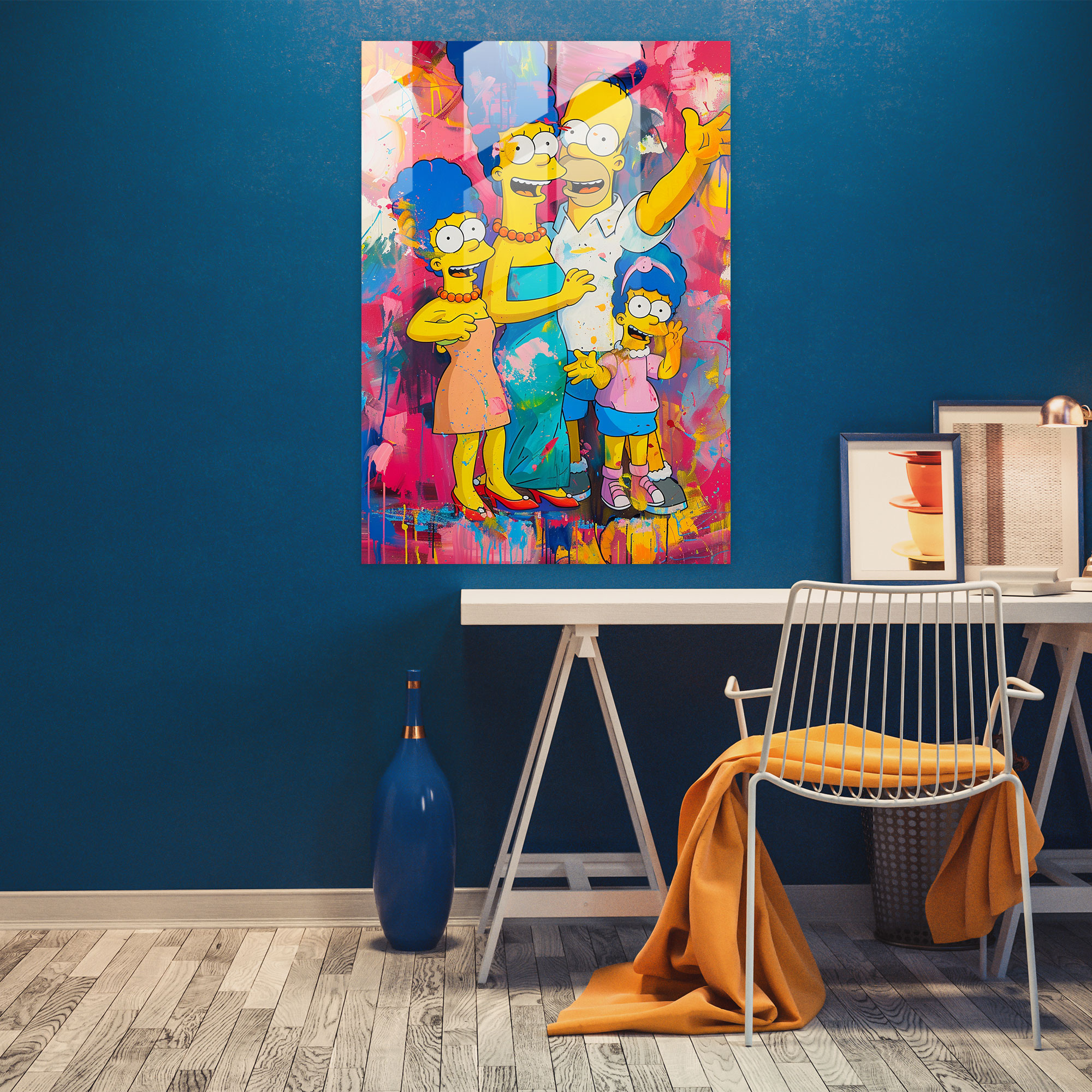 The Simpsons Glass Print - Colorful Abstract Wall Art - The Simpsons, Glass Art, Modern Art, Glass Wall Art