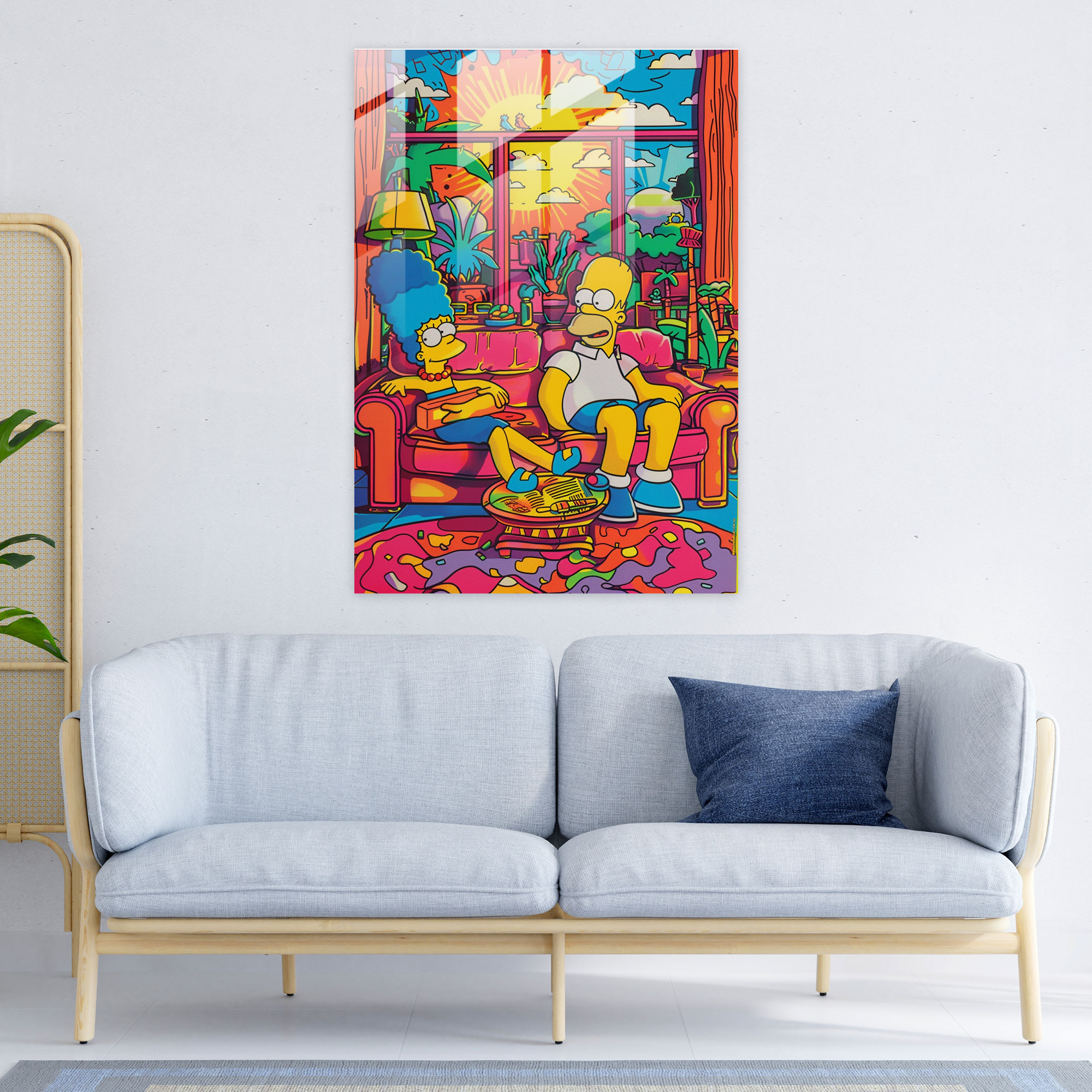 The Simpsons Glass Print - The Simpsons, Bold Lines, Wall Decoration, The Simpsons