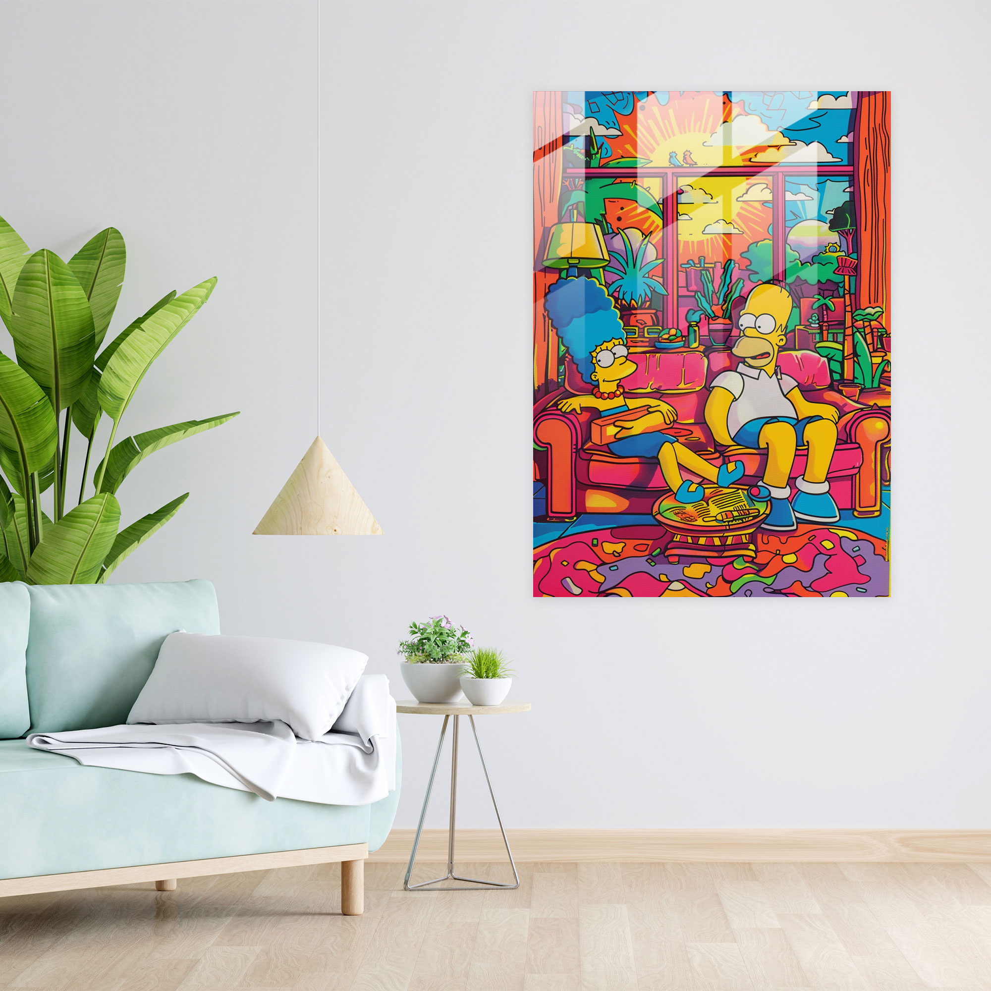 The Simpsons Glass Print - The Simpsons, Bold Lines, Wall Decoration, The Simpsons