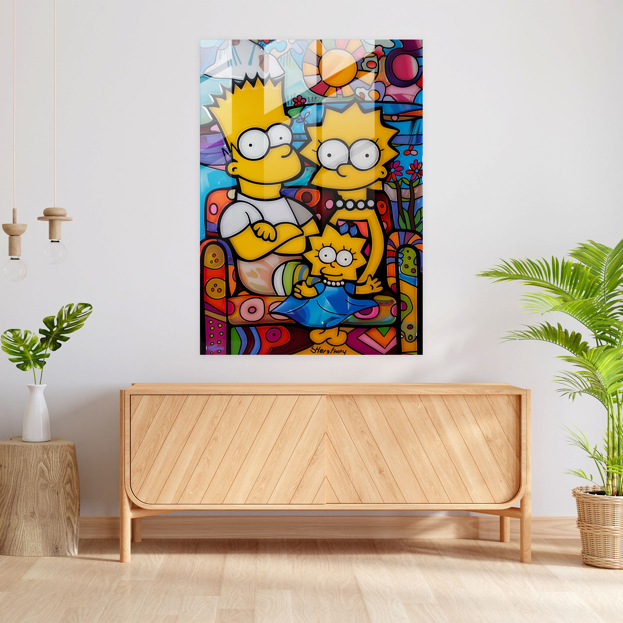 The Simpsons Glass Print - The Simpsons, Glass Print, Glass Art, Playful Patterns