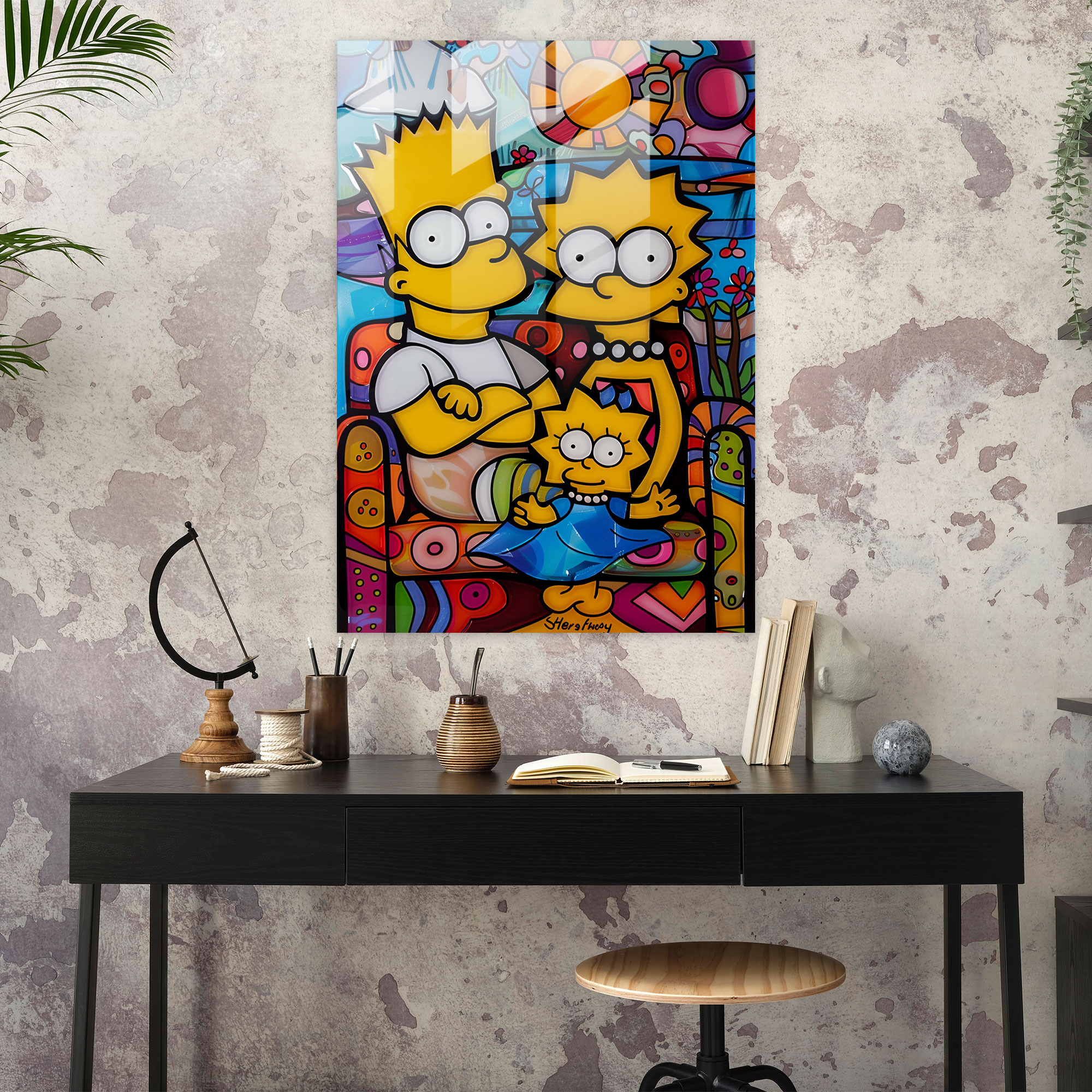 The Simpsons Glass Print - The Simpsons, Glass Print, Glass Art, Playful Patterns