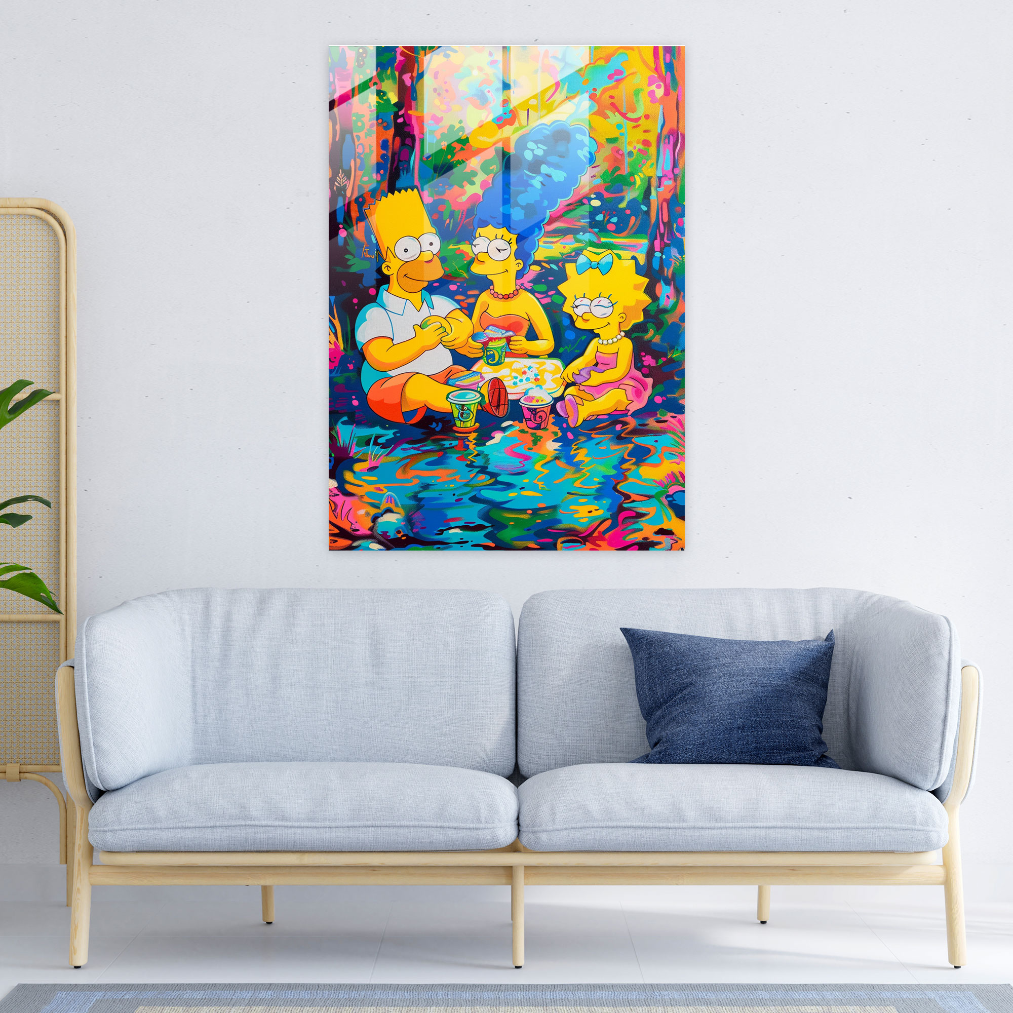 The Simpsons Glass Print - The Simpsons, The Simpsons, Glass Art, Abstract Painting