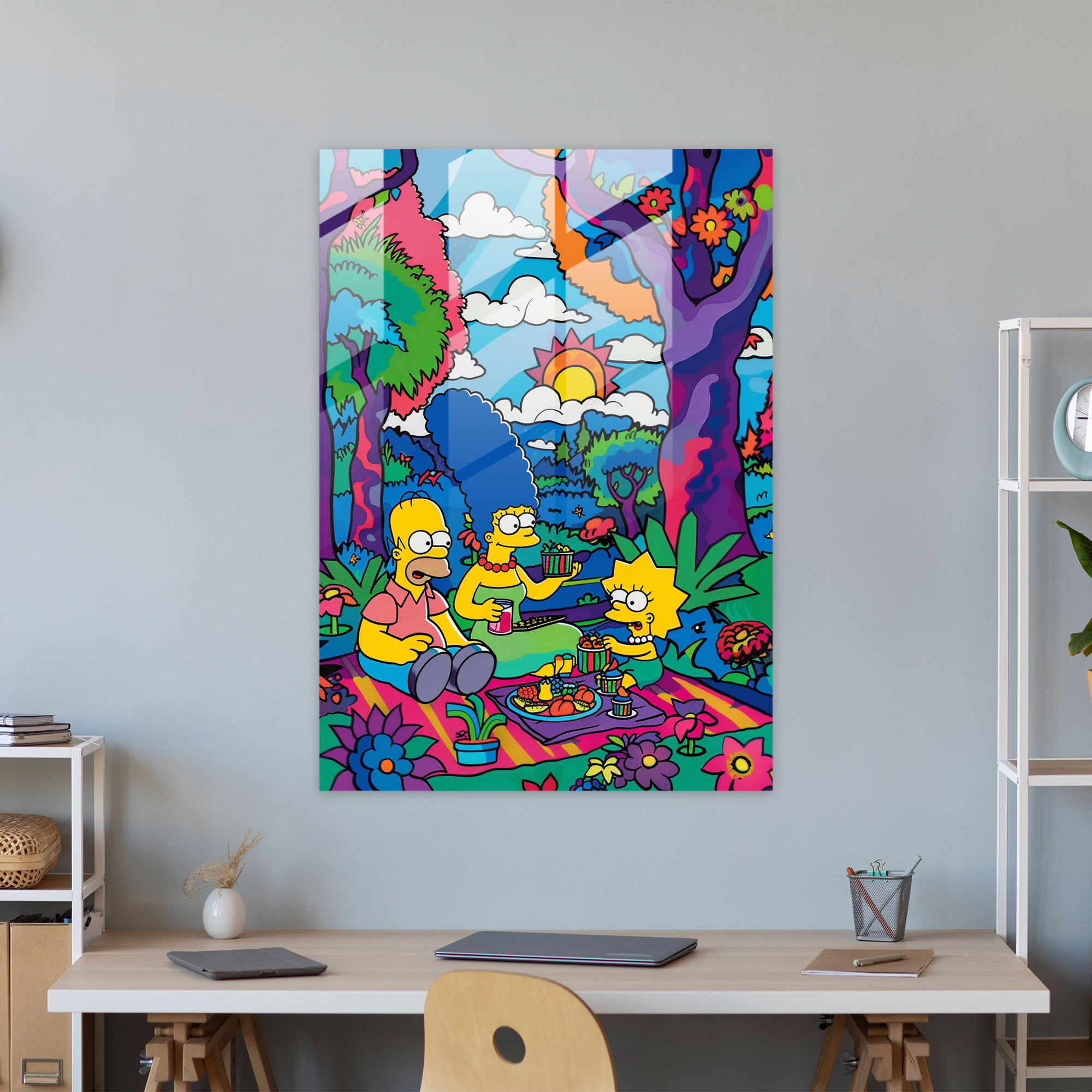 The Simpsons Glass Print - The Simpsons, Glass Wall Art, Wall Decoration, Picnic