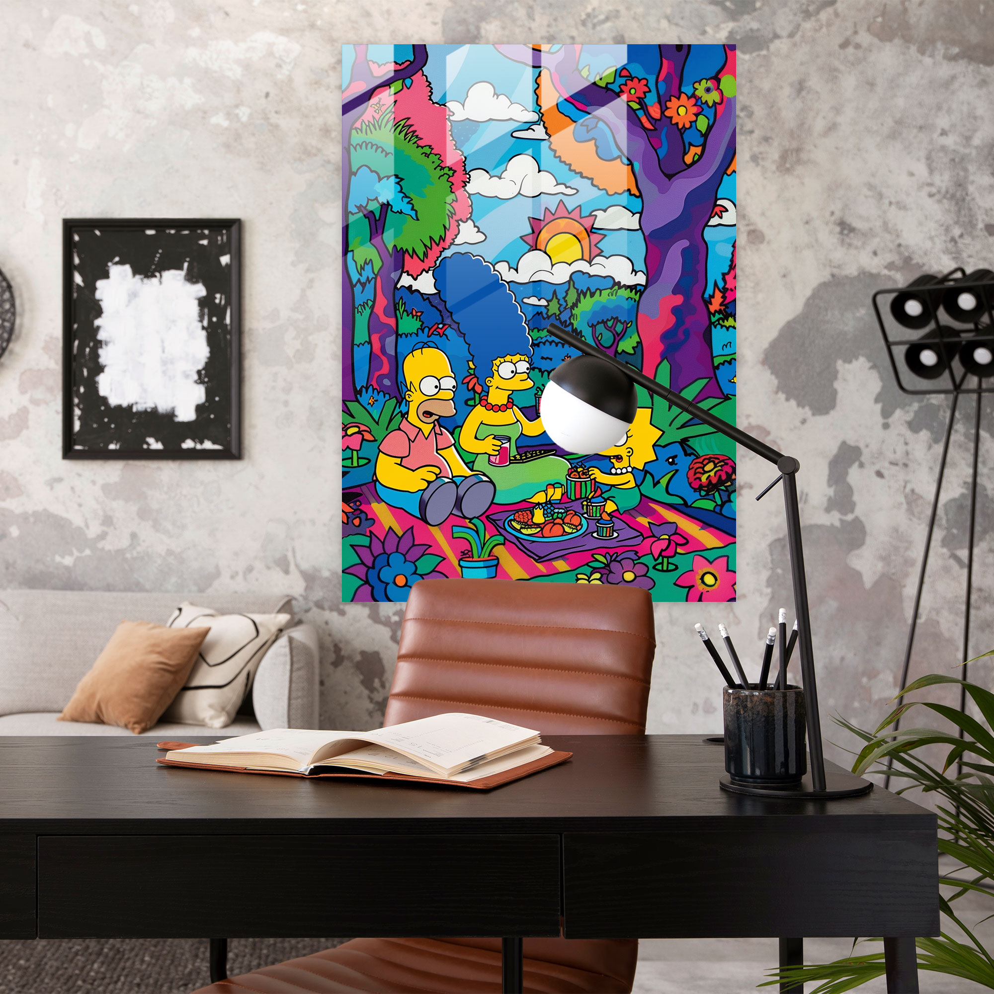 The Simpsons Glass Print - The Simpsons, Glass Wall Art, Wall Decoration, Picnic