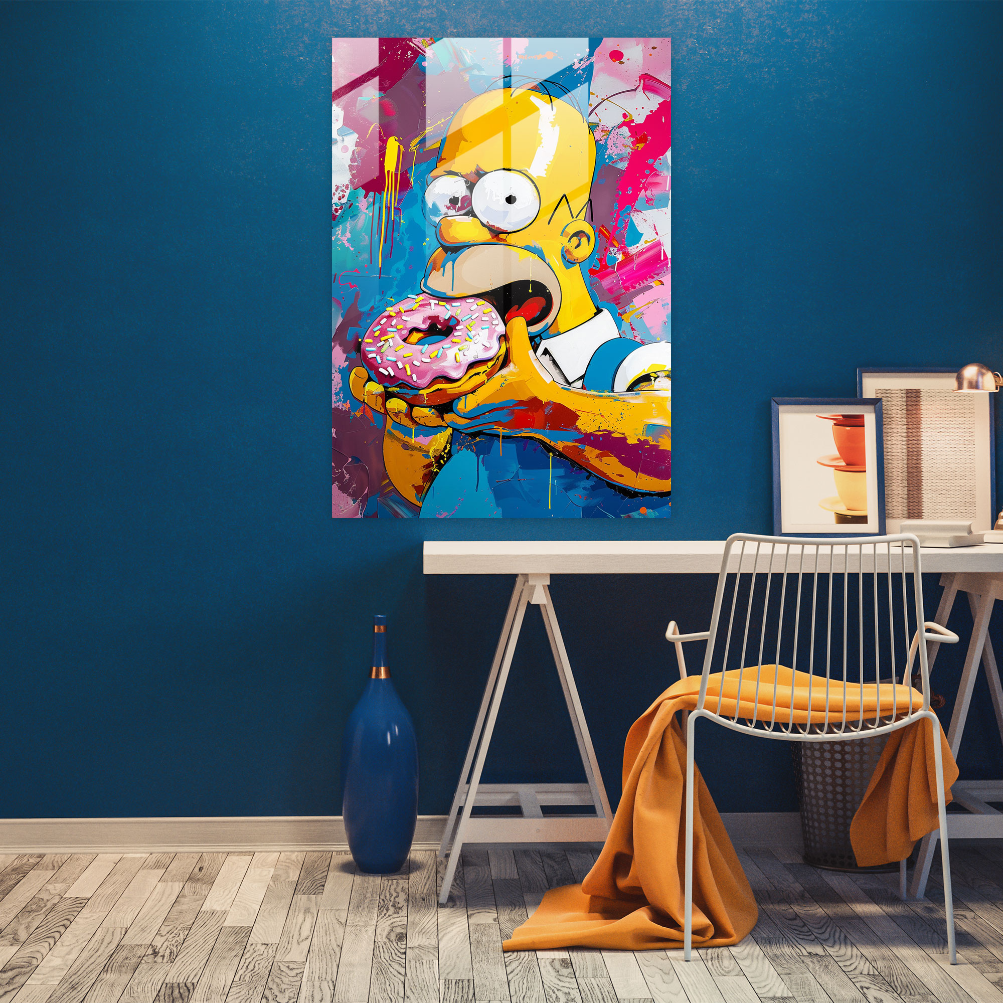 Simpsonlar Cam Tablosu - Ev Dekorasyonu Homer Simpson Oyunbazlık