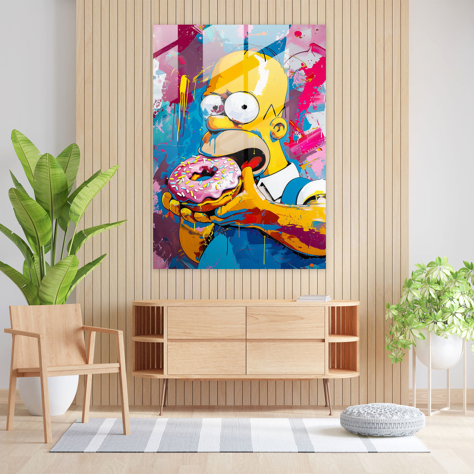 Simpsonlar Cam Tablosu - Ev Dekorasyonu Homer Simpson Oyunbazlık
