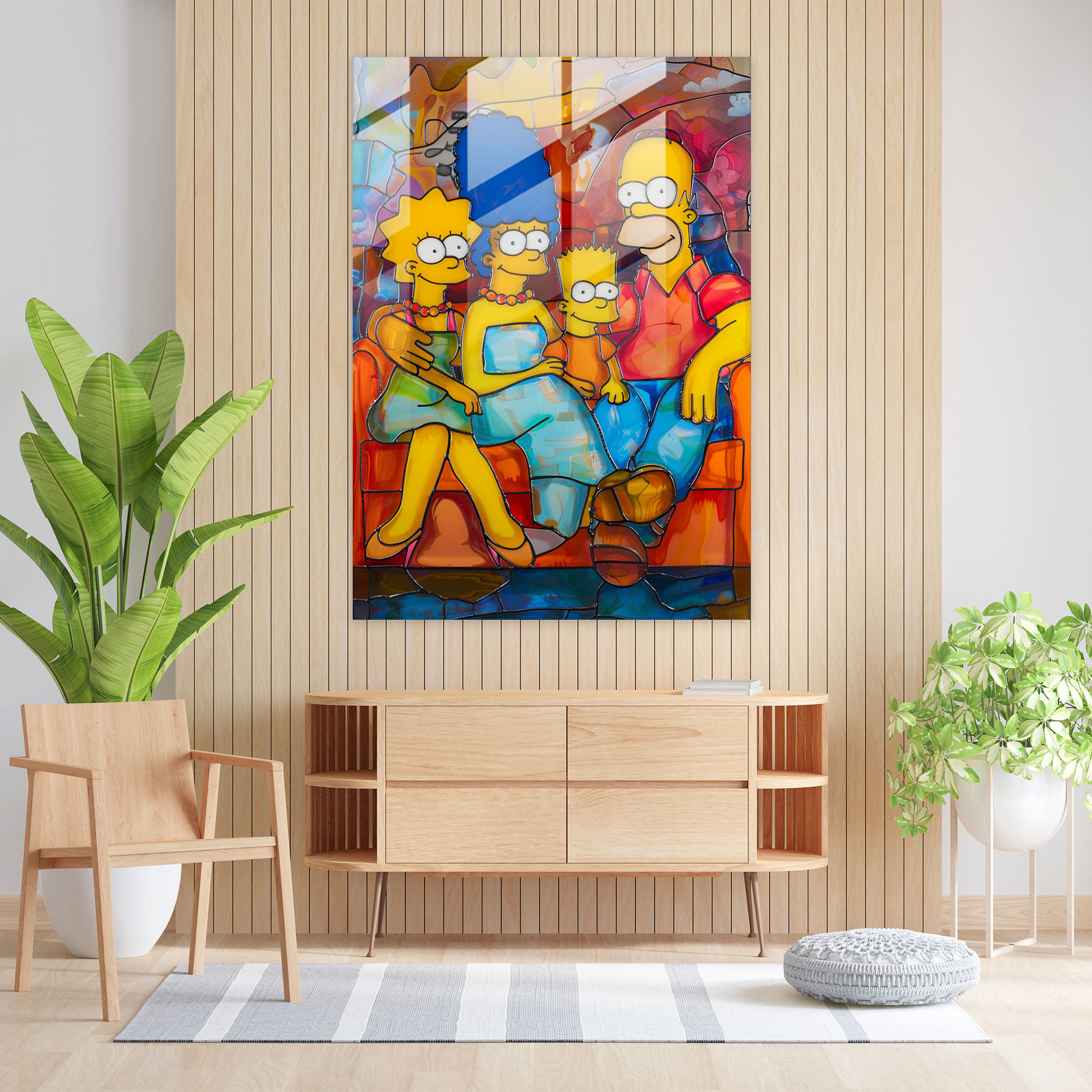 The Simpsons Cam Tablo - Duvar Dekorasyonu Cam Sanatı Modern Tasarım