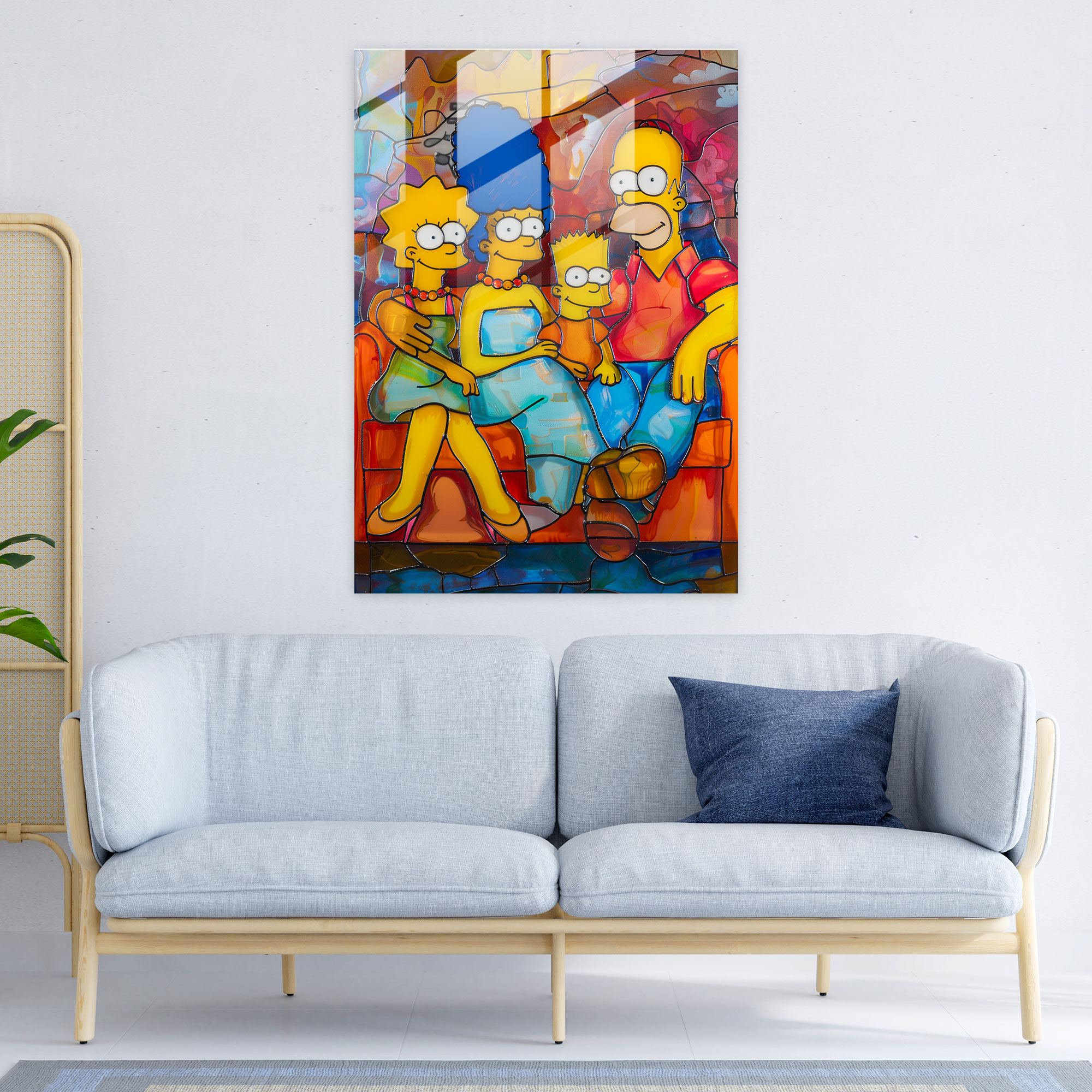 The Simpsons Cam Tablo - Duvar Dekorasyonu Cam Sanatı Modern Tasarım