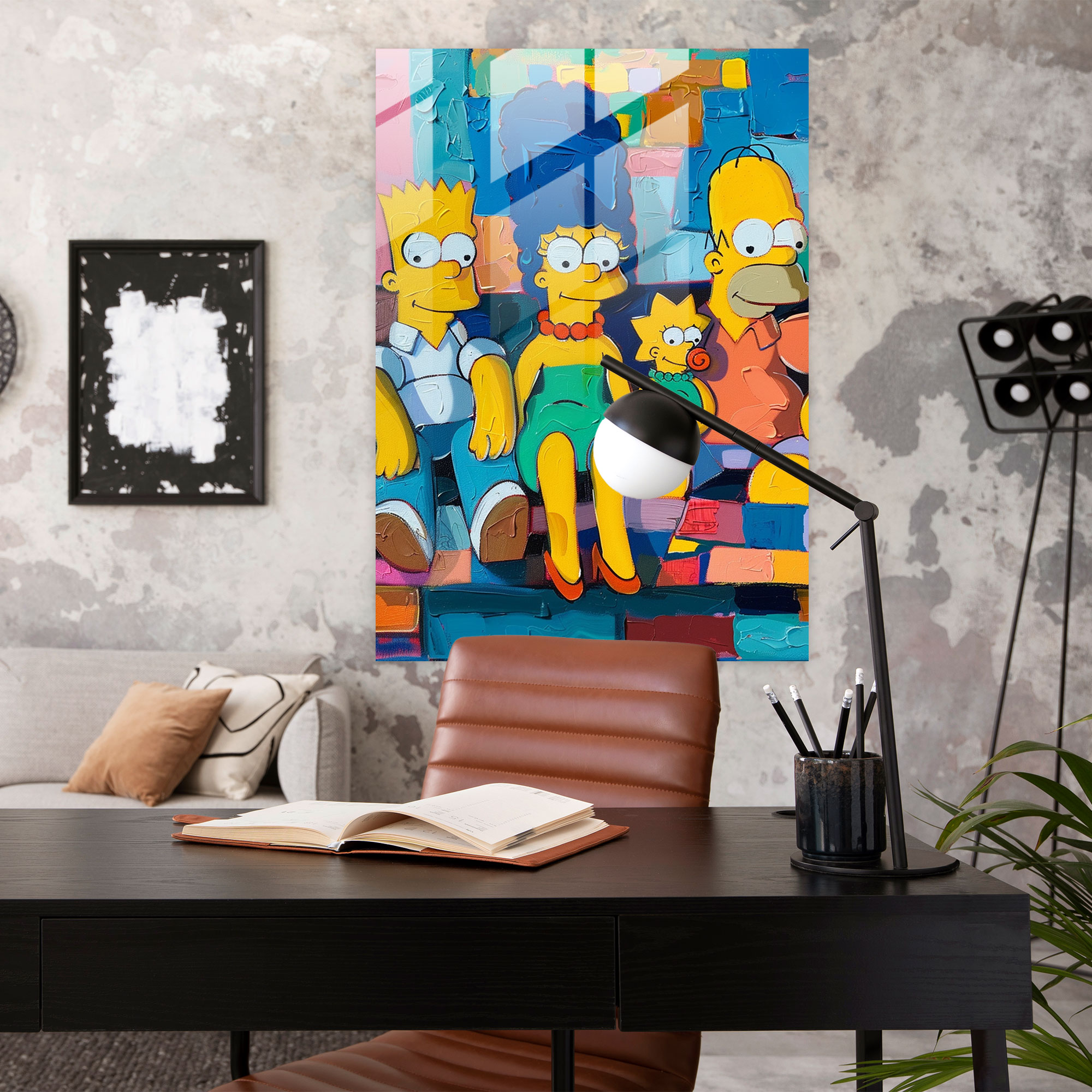 The Simpsons Cam Tablo - Oturma Odası Koltuğu Modern Sanat Ev Dekorasyonu