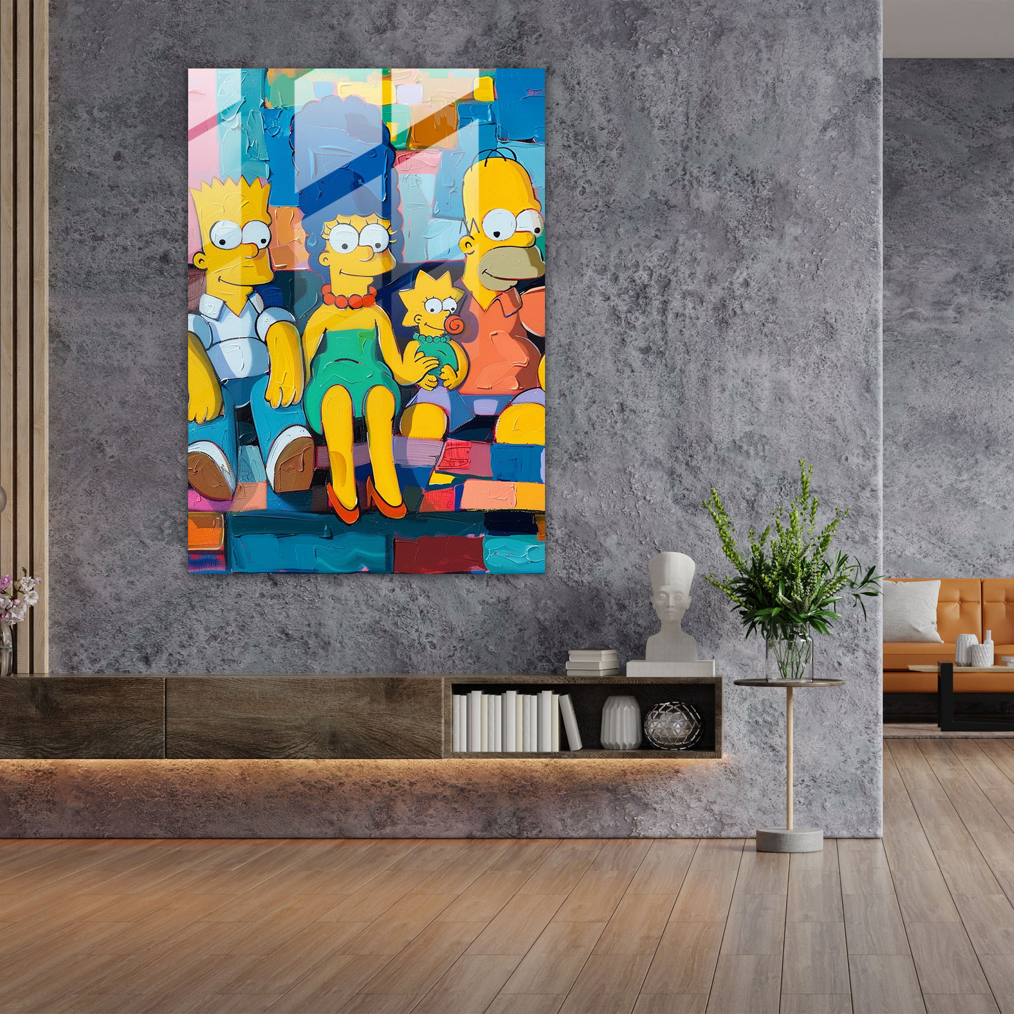 The Simpsons Cam Tablo - Oturma Odası Koltuğu Modern Sanat Ev Dekorasyonu