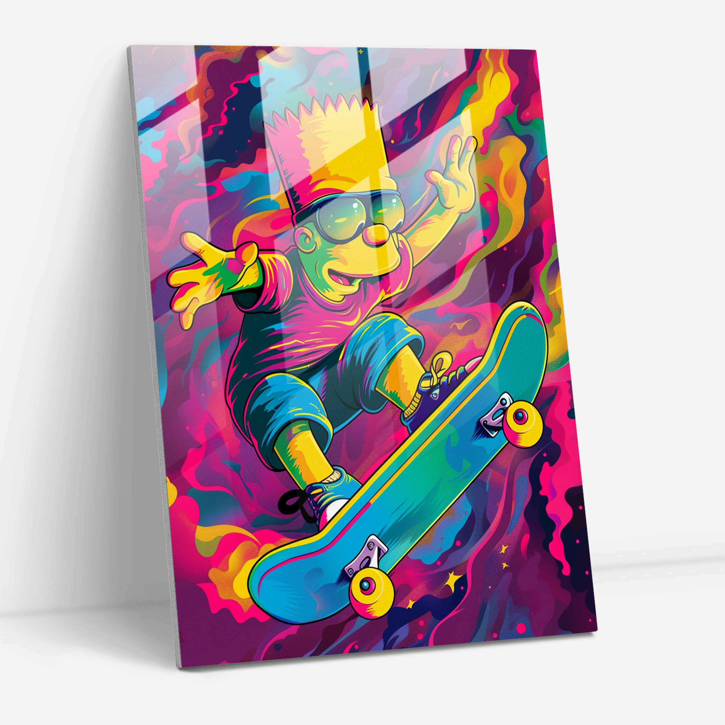 The Simpsons Glass Print - The Simpsons, Glass Art, Wall Decoration, Abstract