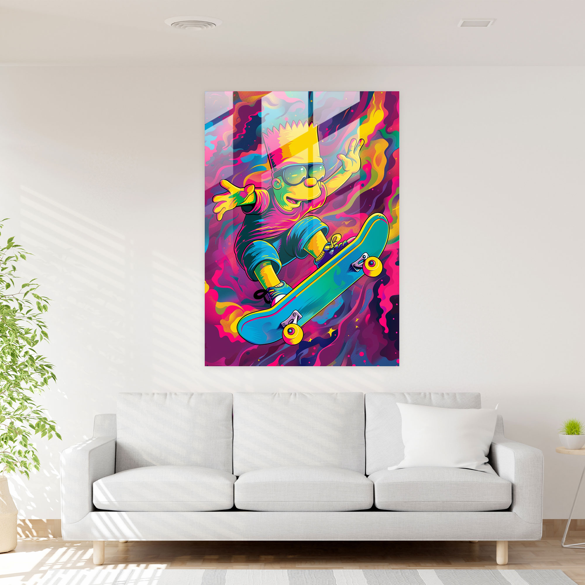 The Simpsons Glass Print - The Simpsons, Glass Art, Wall Decoration, Abstract