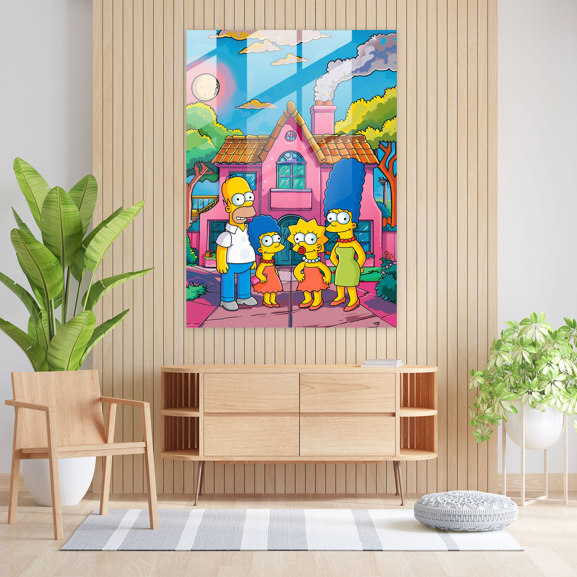 The Simpsons Cam Tablosu - Canlı Renkler Cam Sanatı