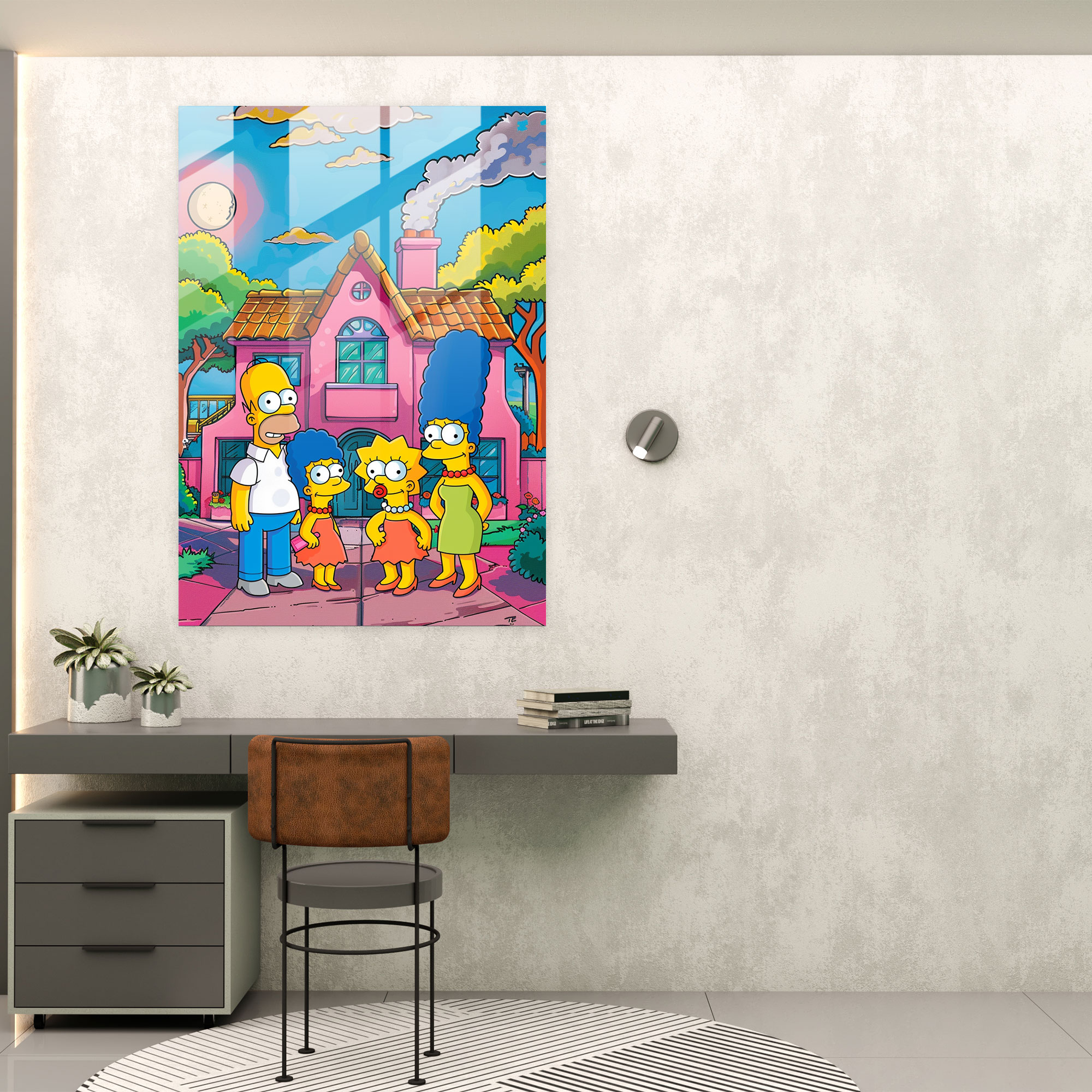 The Simpsons Cam Tablosu - Canlı Renkler Cam Sanatı