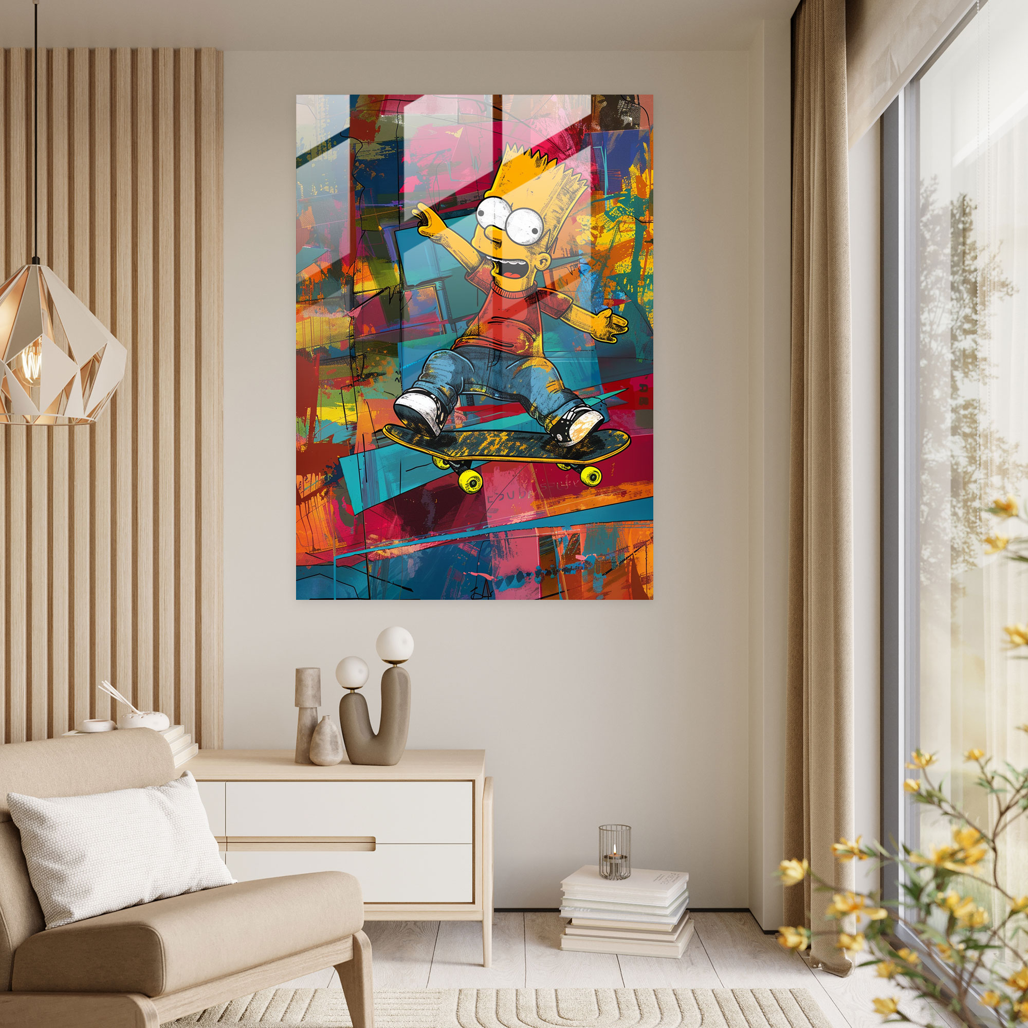 Bart Simpson Glass Print - The Simpsons, Colorful, Glass Art, Modern Art