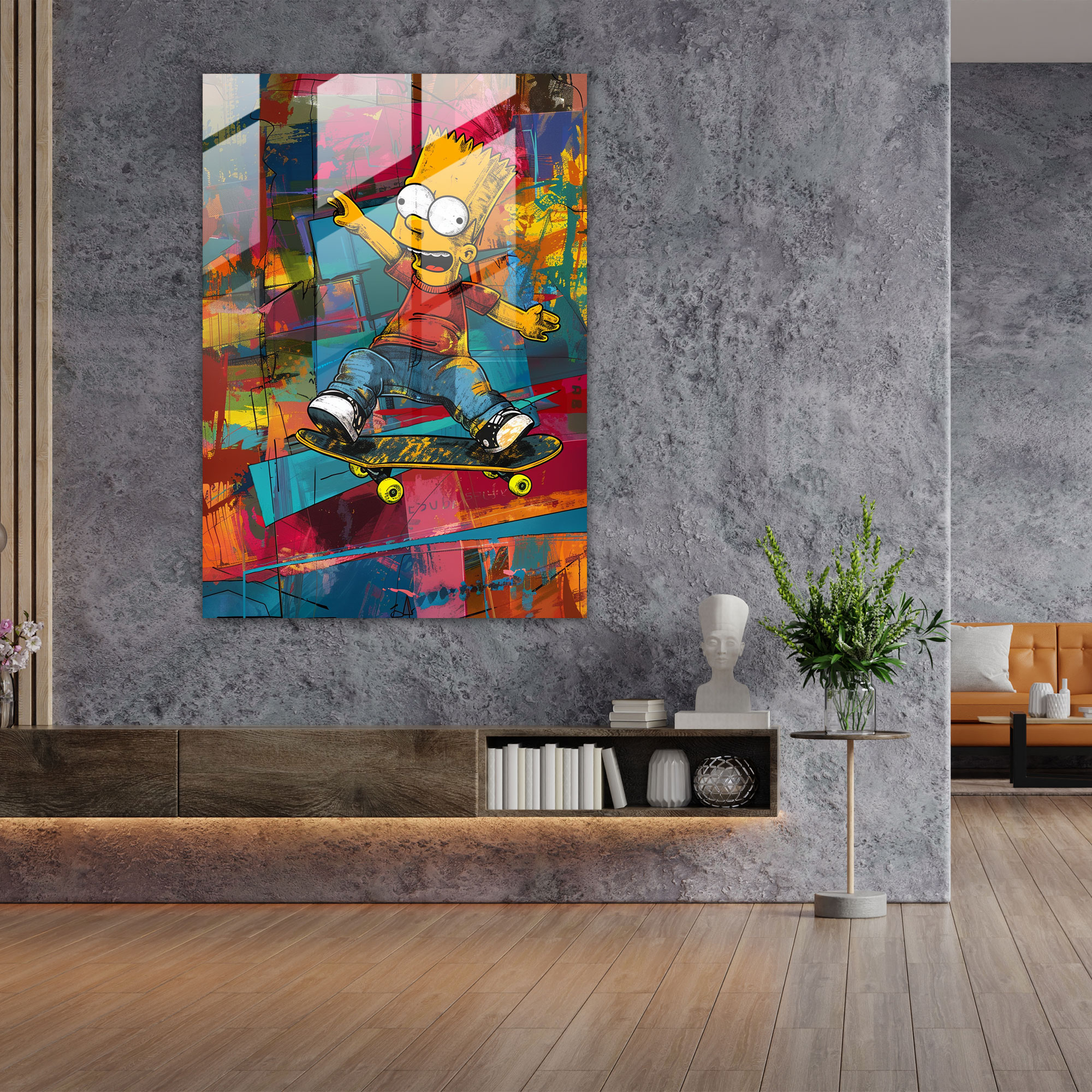 Bart Simpson Glass Print - The Simpsons, Colorful, Glass Art, Modern Art