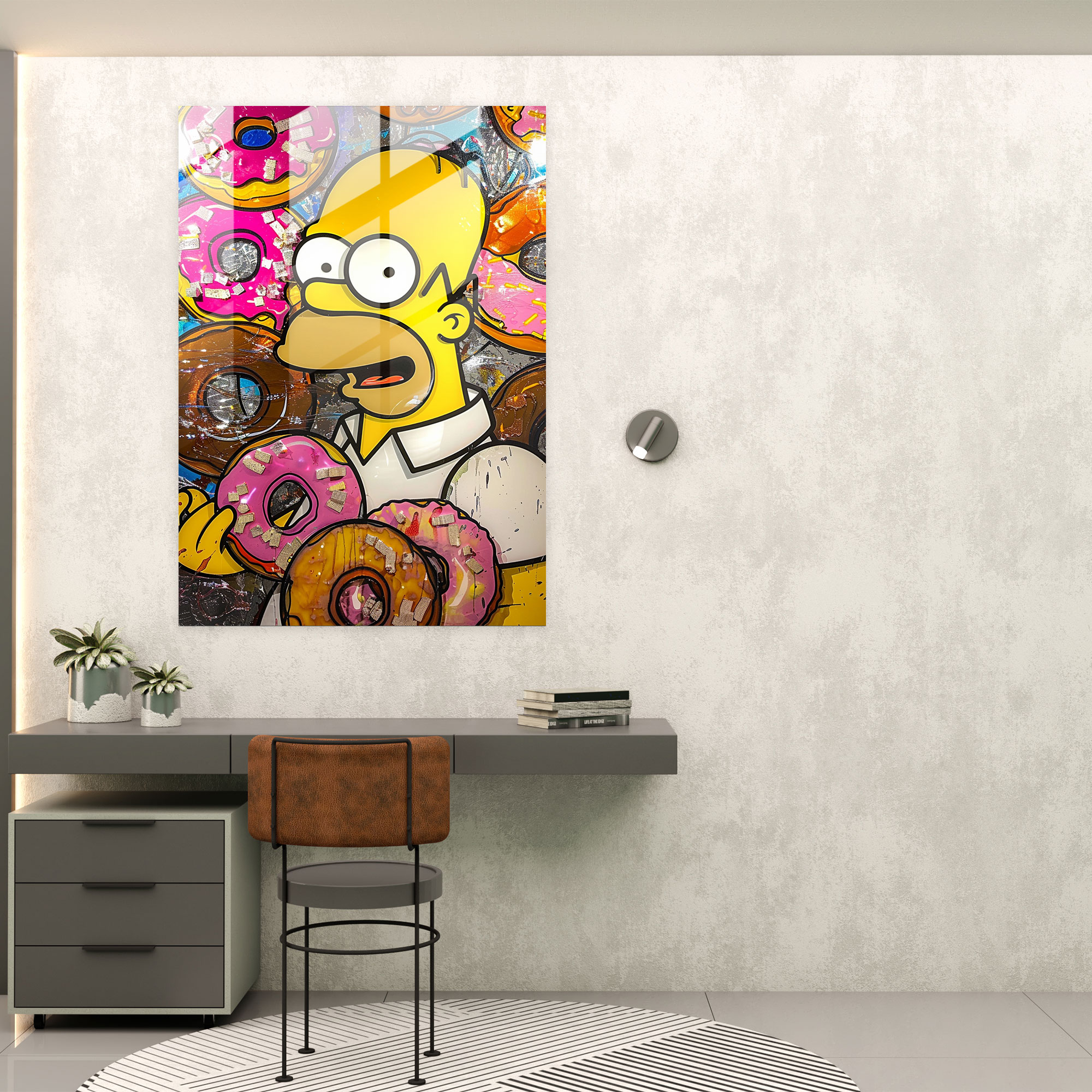 Homer Simpson Glass Print - The Simpsons, Abstract, Donuts, Homer Simpson