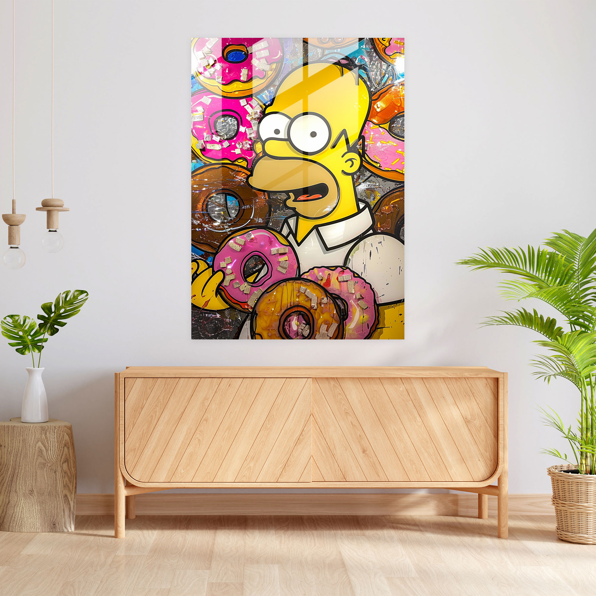Homer Simpson Glass Print - The Simpsons, Abstract, Donuts, Homer Simpson
