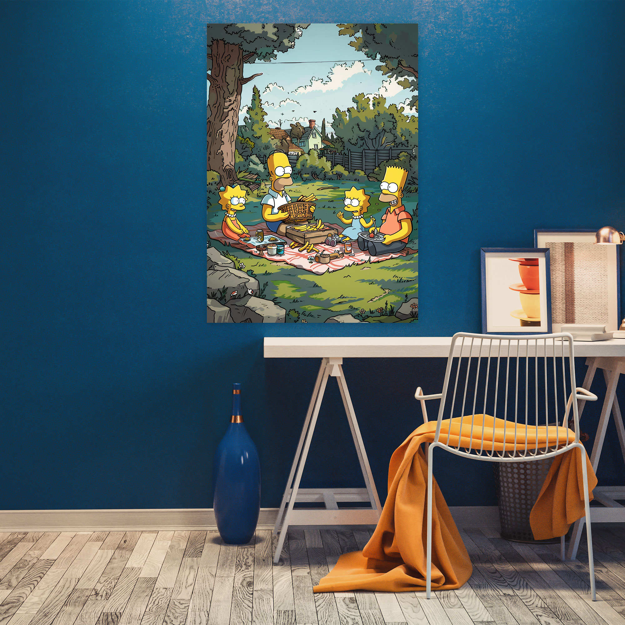 The Simpsons Canvas Print - Simpsonized Family Picnic Wall Art - The Simpsons, Wall Art, Canvas, Backyard