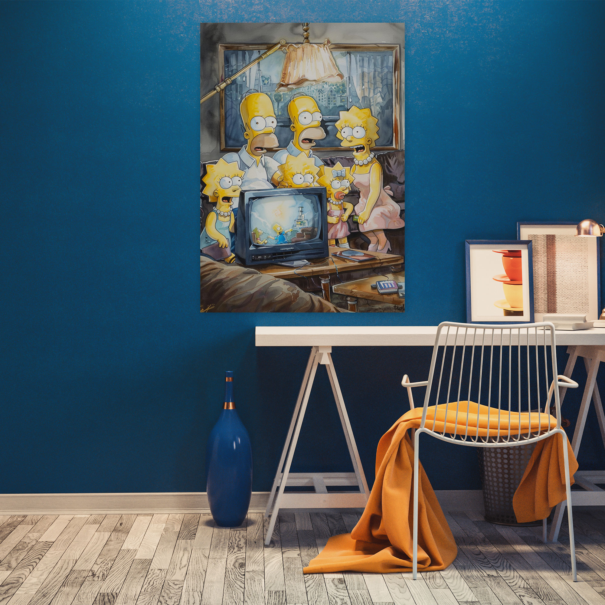 The Simpsons Canvas Print - Classic Watercolor Painting - The Simpsons, The Simpsons, Canvas Wall Art, Canvas Print