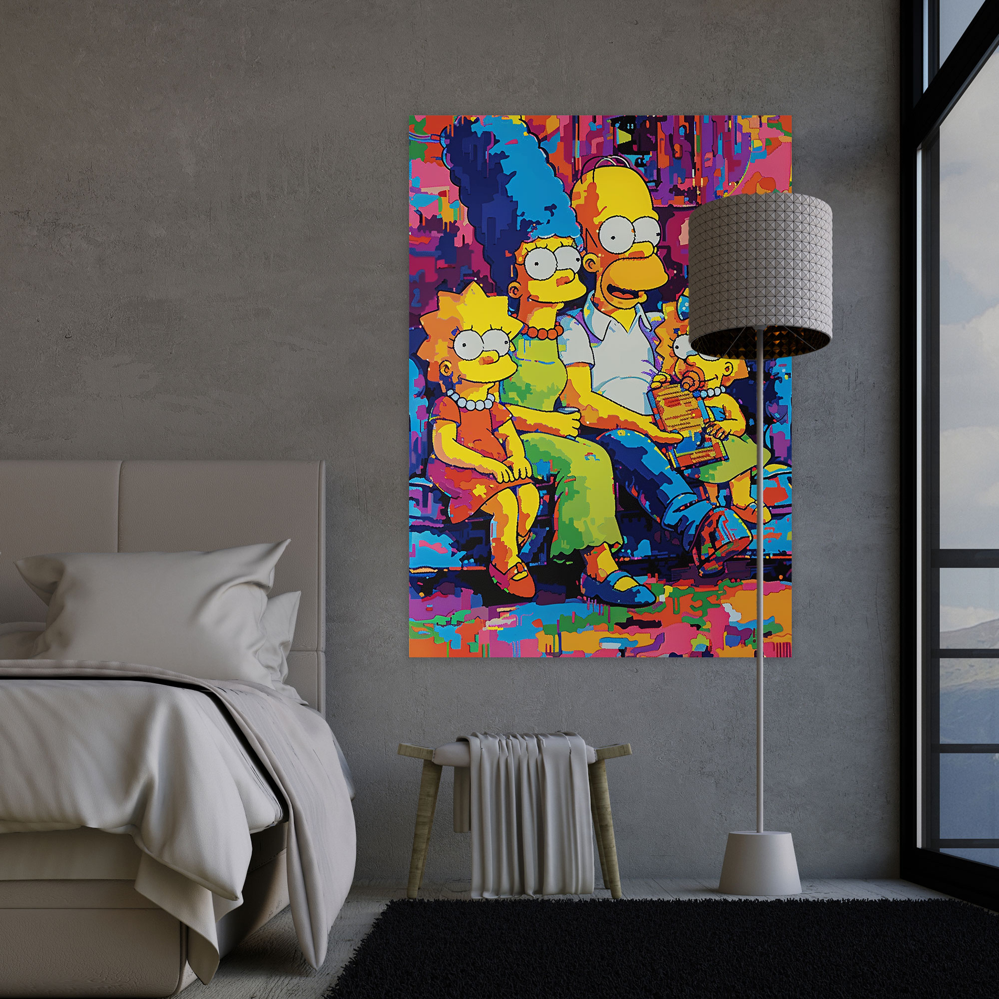 The Simpsons Canvas Print - Colorful Pop Art Couch - The Simpsons, Colorful, Canvas, Pop Art